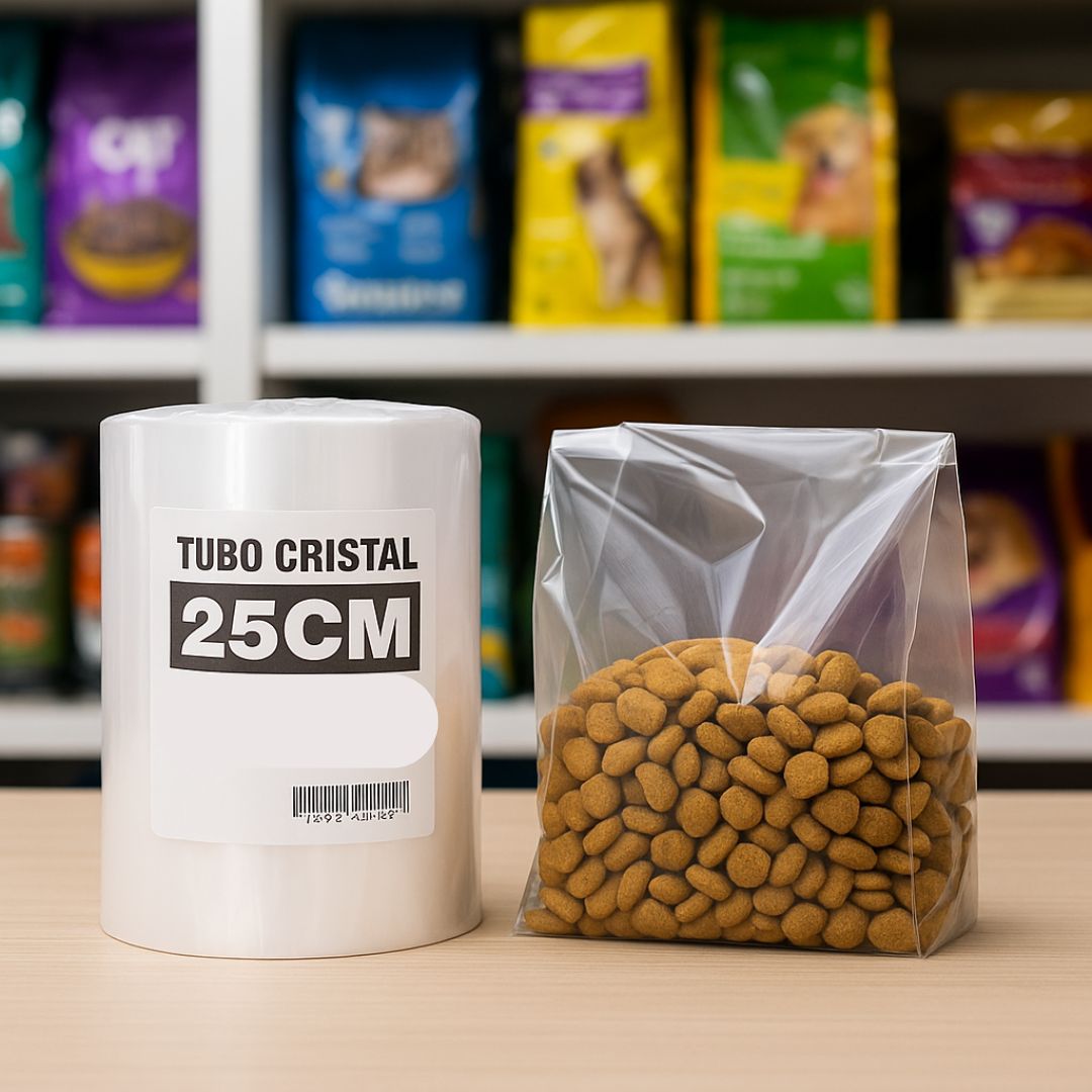 TUBO SIN CORTE mE PE CRISTAL (B/D - 45MIC) .25CM*100MTS *UNID