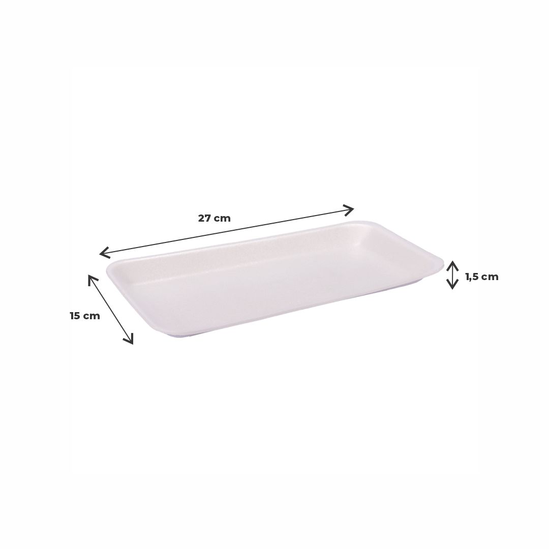 BANDEJA EXPANDIDO BLANCA CELPACK Nº615 (K15-E) (15*27*1.5CM) *100UNID