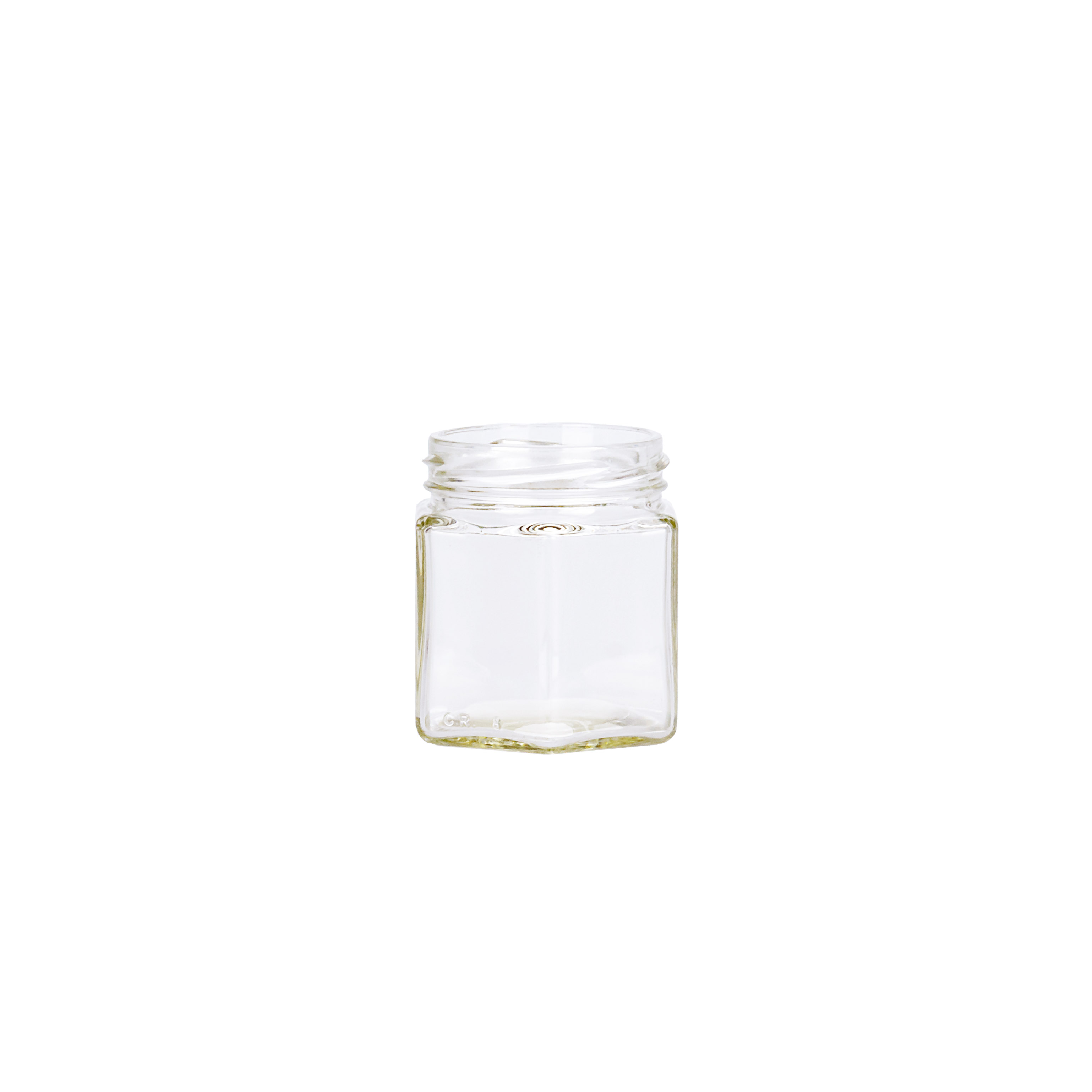 FRASCO VIDRIO CRISTAL.190CC HEXAGONAL (TAPA 63MM) SIN TAPA PACK *20UNID