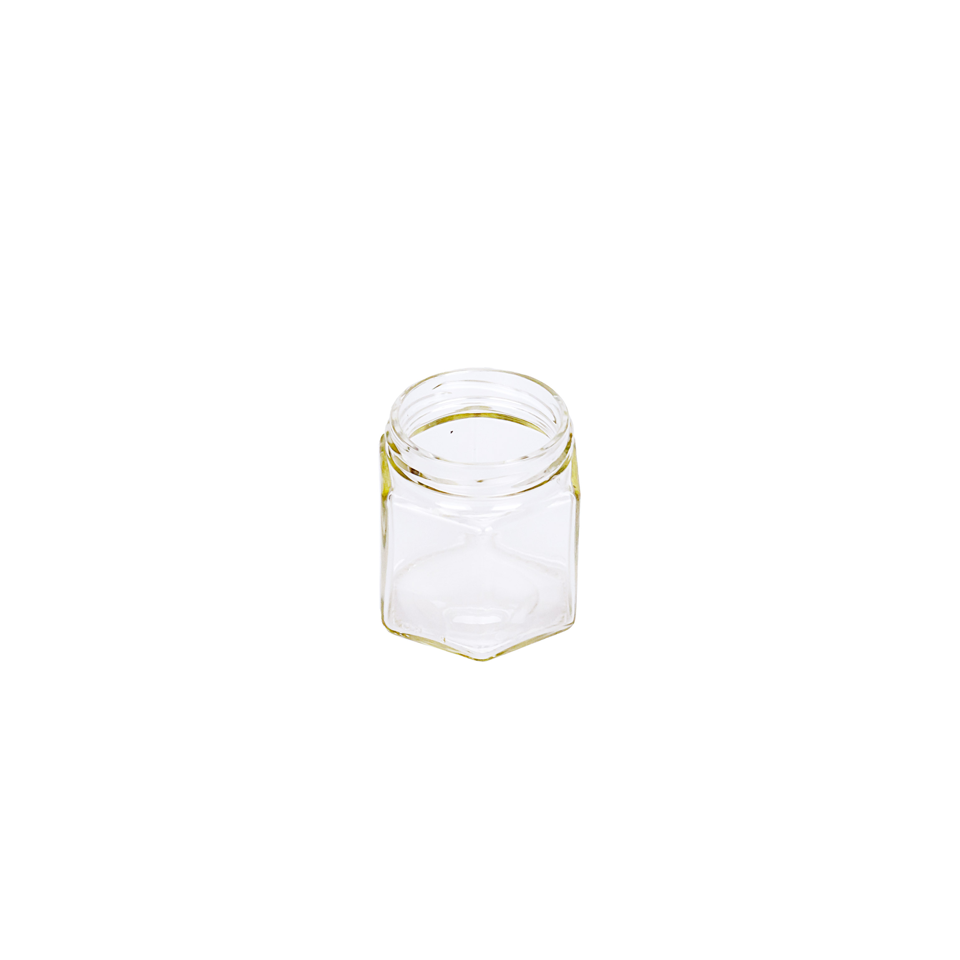 FRASCO VIDRIO CRISTAL.190CC HEXAGONAL (TAPA 63MM) SIN TAPA PACK *20UNID