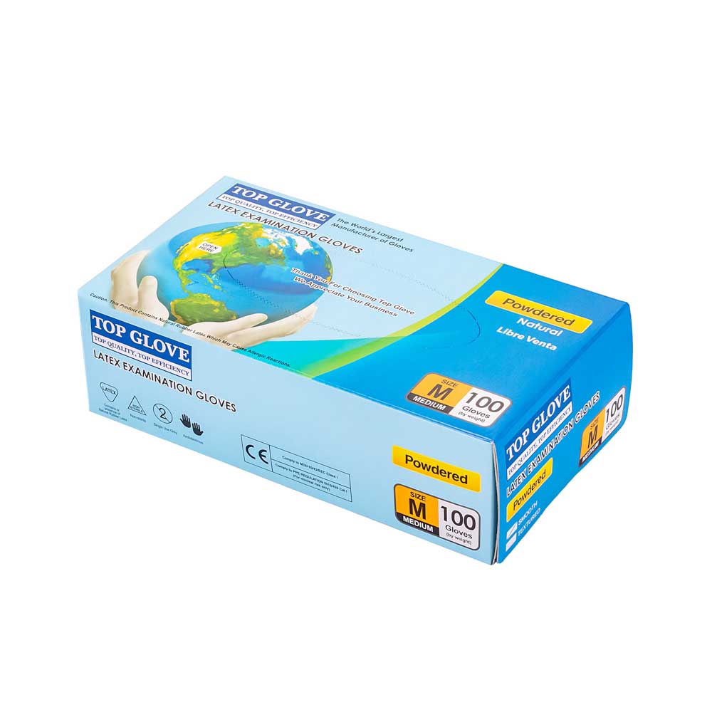 GUANTES LATEX DESCARTABLES MEDIANO (M) CAJA *100UNID