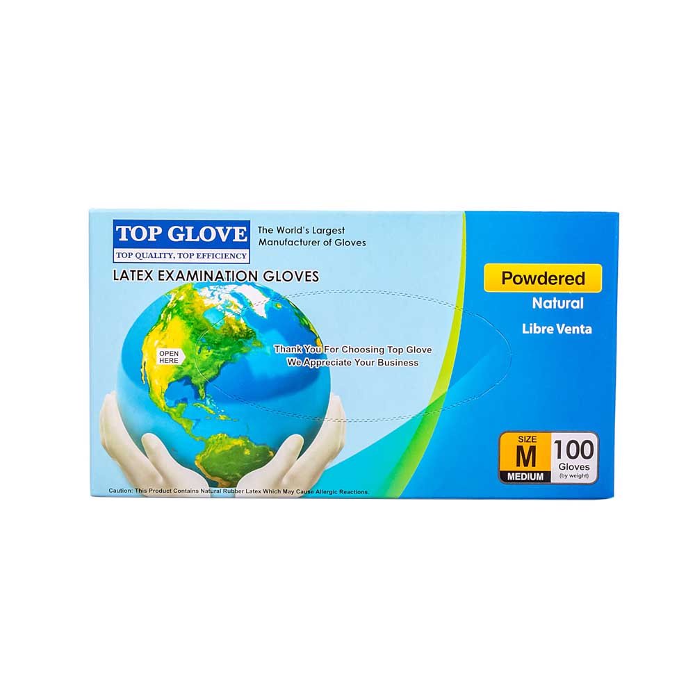 GUANTES LATEX DESCARTABLES MEDIANO (M) CAJA *100UNID