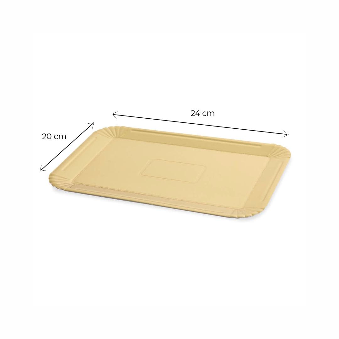 PLATO DORADO CARTON RECTANGULAR .750GRS (18*26CM) *10UNID