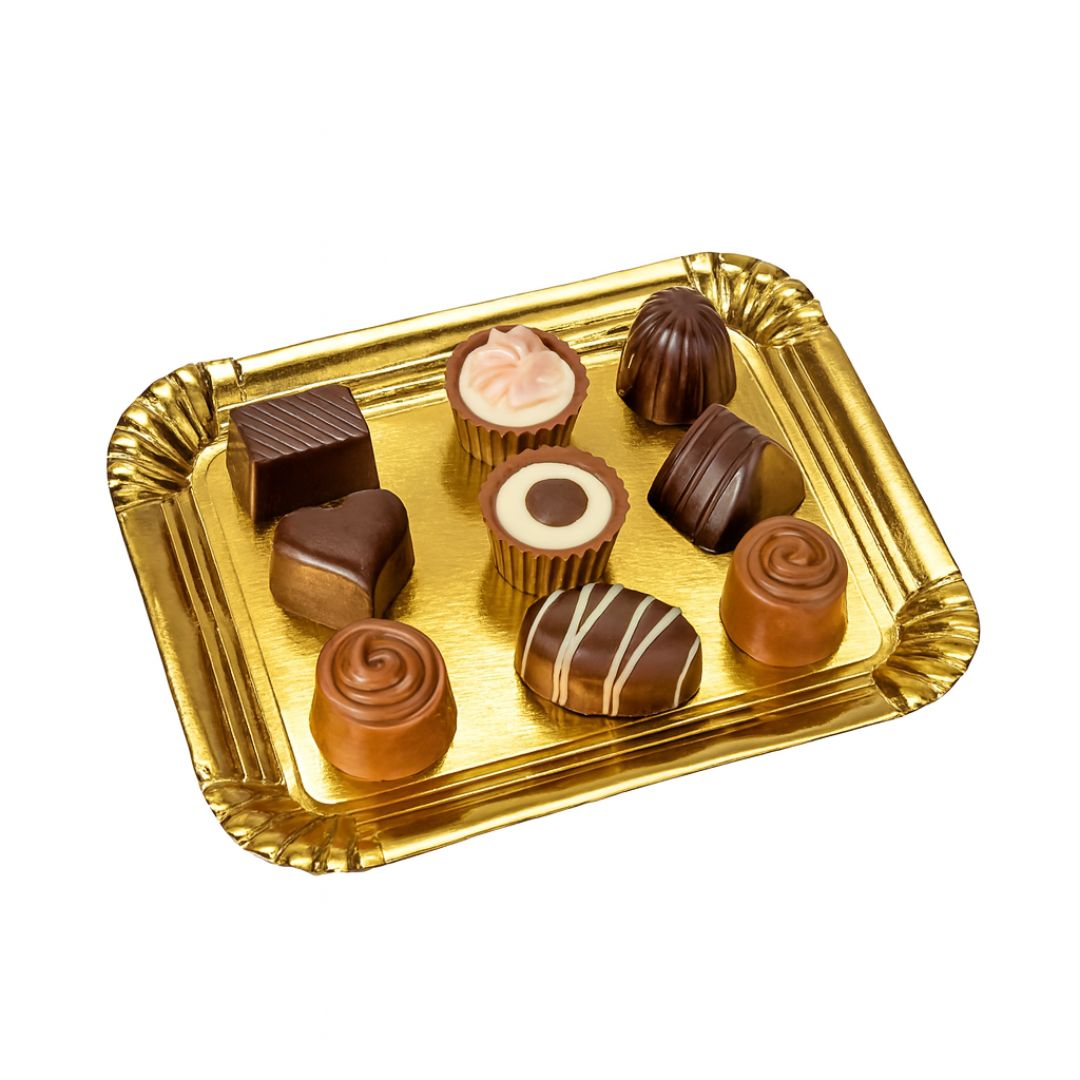 PLATO DORADO CARTON RECTANGULAR .500GRS (15*20CM) *10UNID