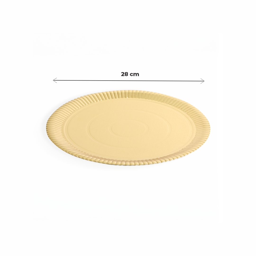 PLATO DORADO CARTON REDONDO 28CM *10UNID