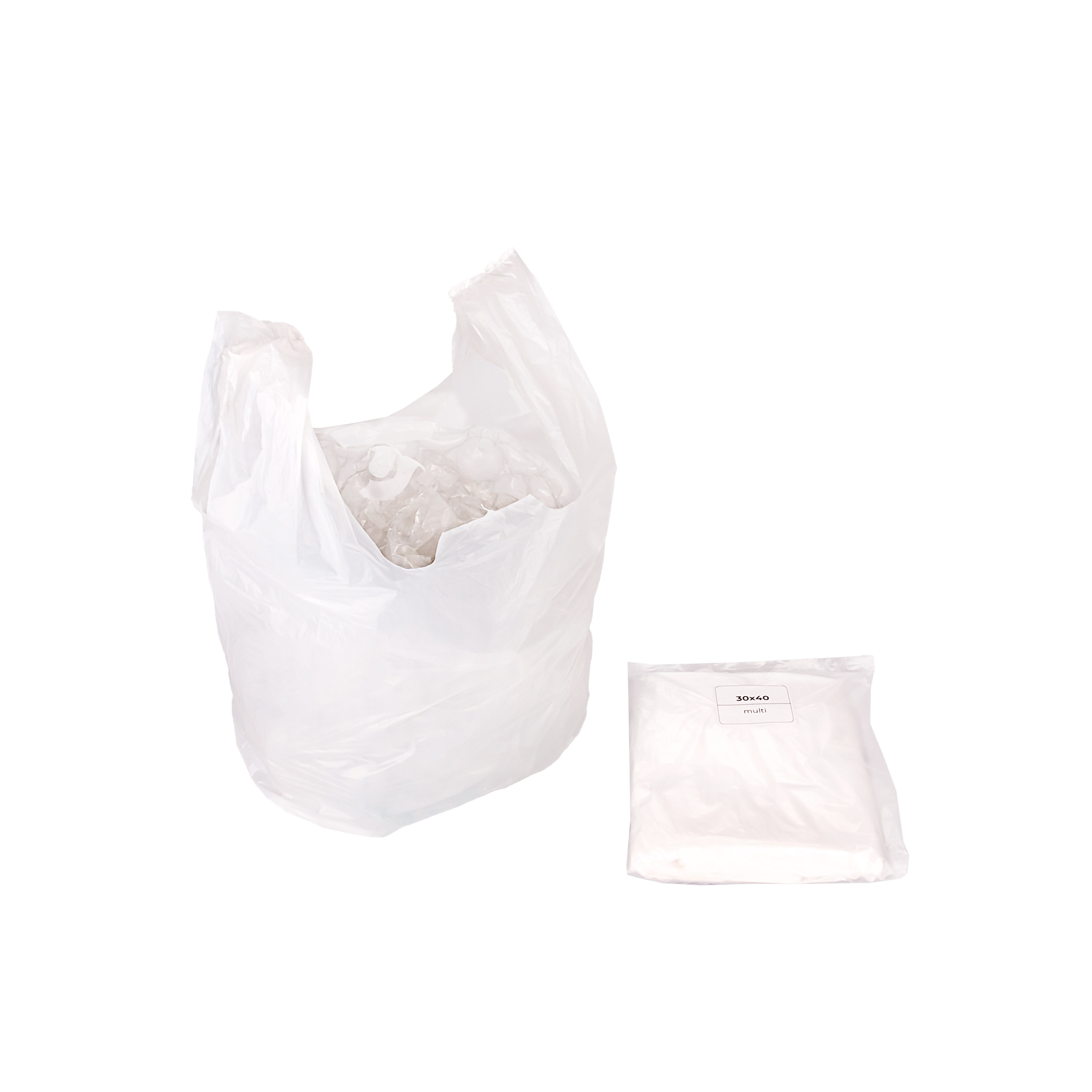 BOLSAS CAMISETA REFORZADA BLANCA 30*40CM A/D MULTI *PAQ