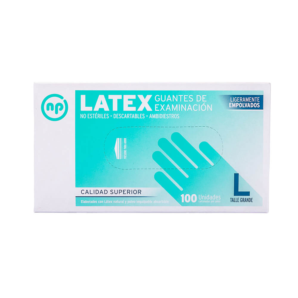GUANTES LATEX DESCARTABLES.GRANDES (L) CAJA *100UNID