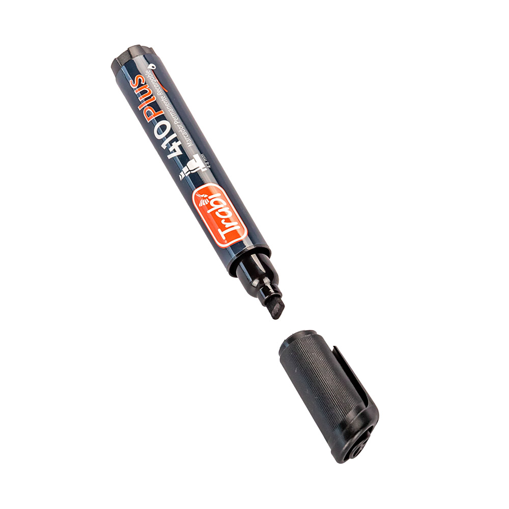 MARCADOR PERMANENTE TRABI 410 NEGRO PUNTA BIZELADA *UNID