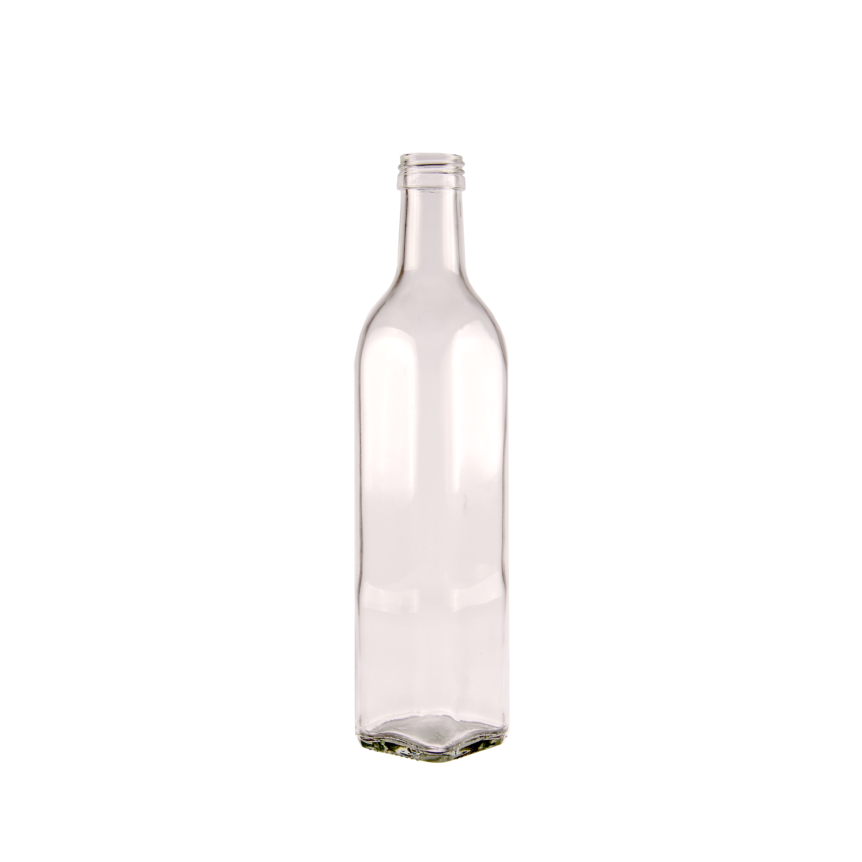 BOTELLA VIDRIO CRISTAL ACEITE 500CC CUADRADA ALTA (SIN TAPA) PACK *20UNID