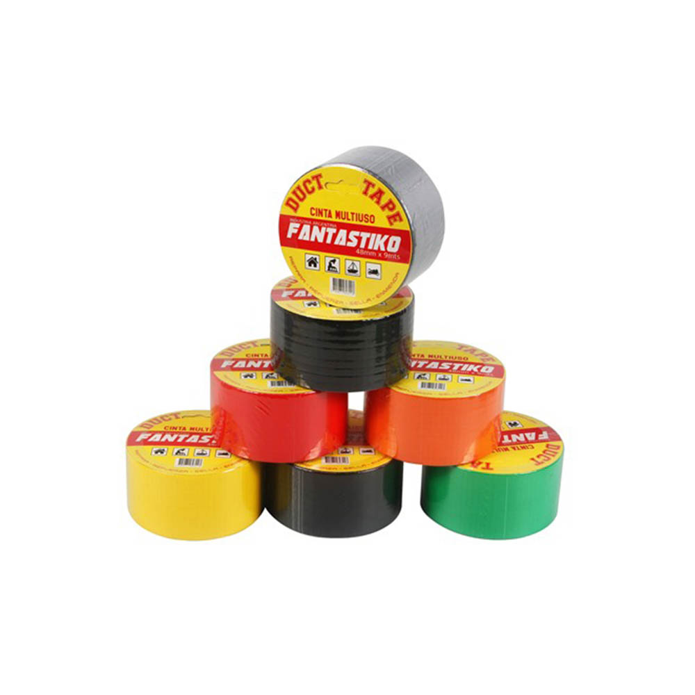 CINTA TAPE (ENTELADA) 48MM ROLLO FANTASTIKO STIKO GRIS PLATA *9MTS