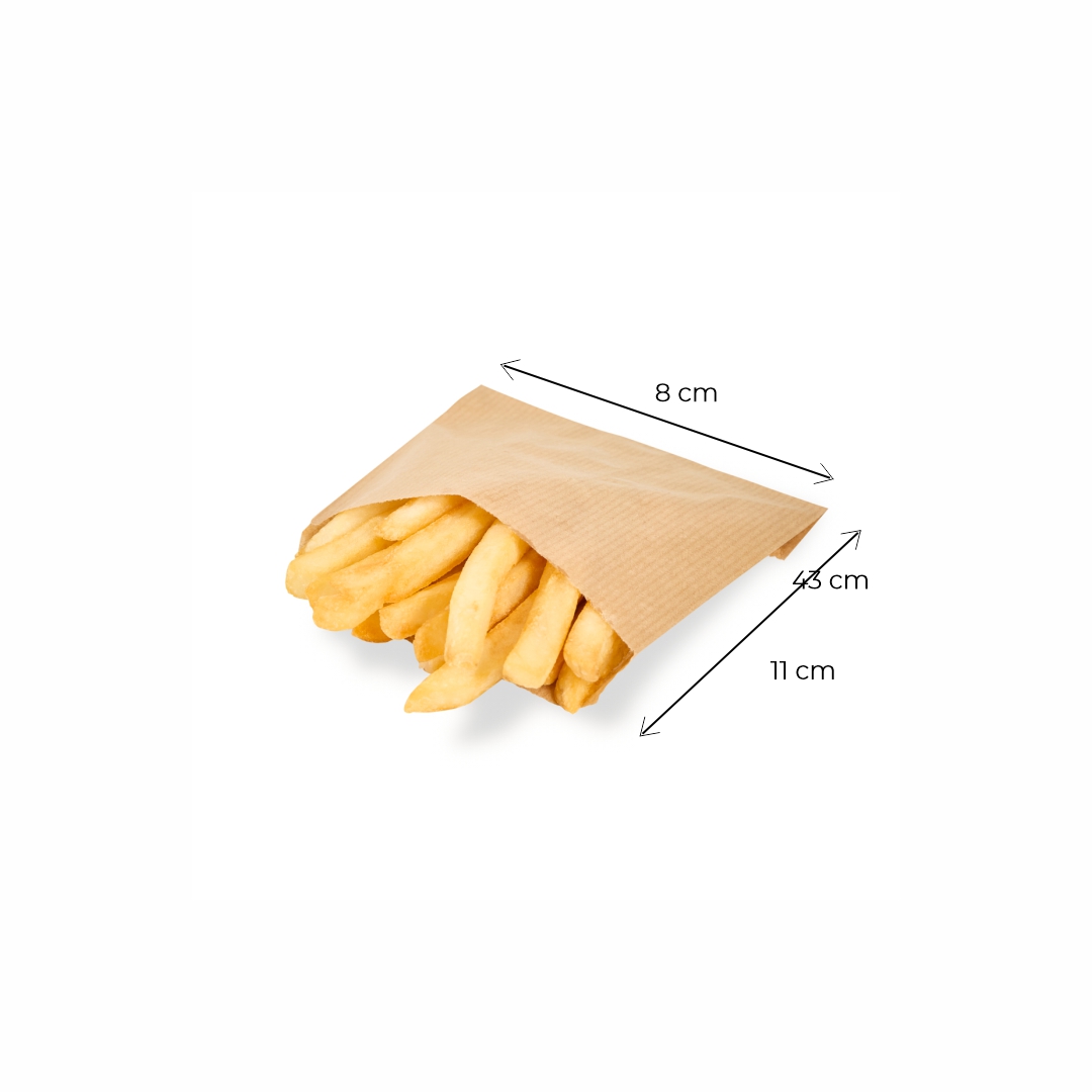 SOBRES PAPAS FRITAS PAPEL KRAFT LISO 11*8CM *100UNID