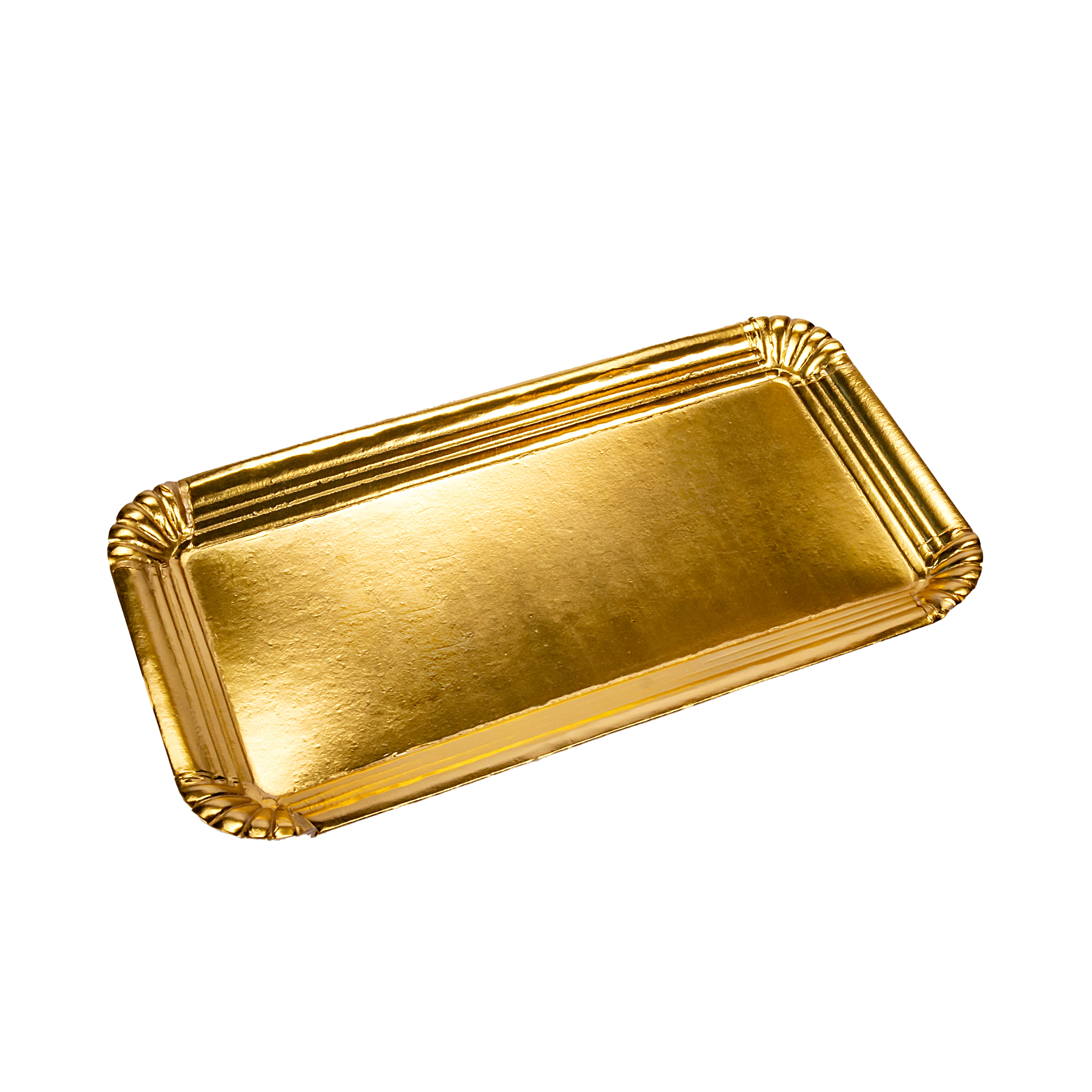 PLATO DORADO CARTON RECTANGULAR CUBETA/PIONONO (20*35CM) (OFERA DISC) *UNID