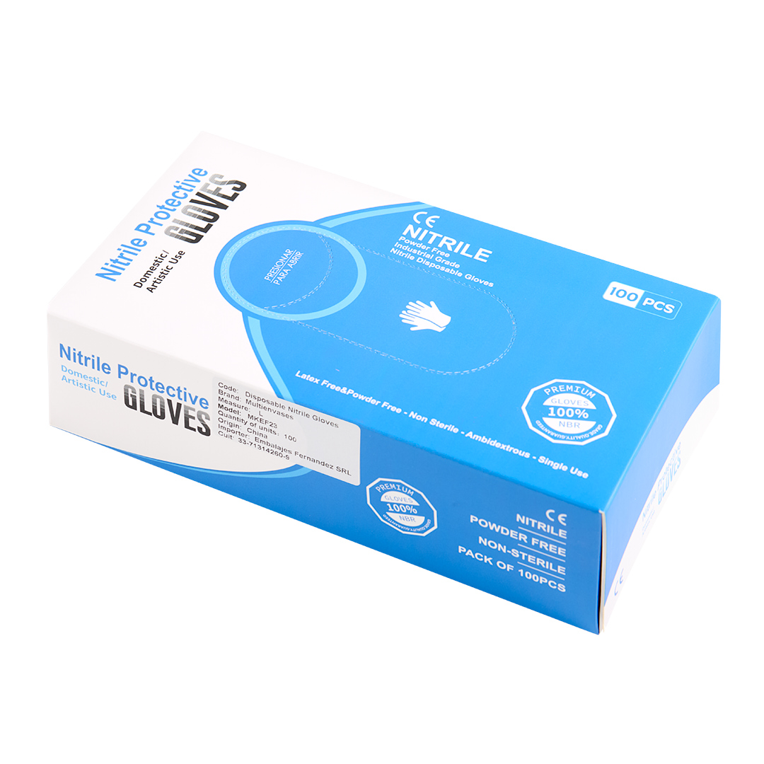 GUANTES NITRILO NEGRO DESCARTABLES..GRANDE (L) *100UNID