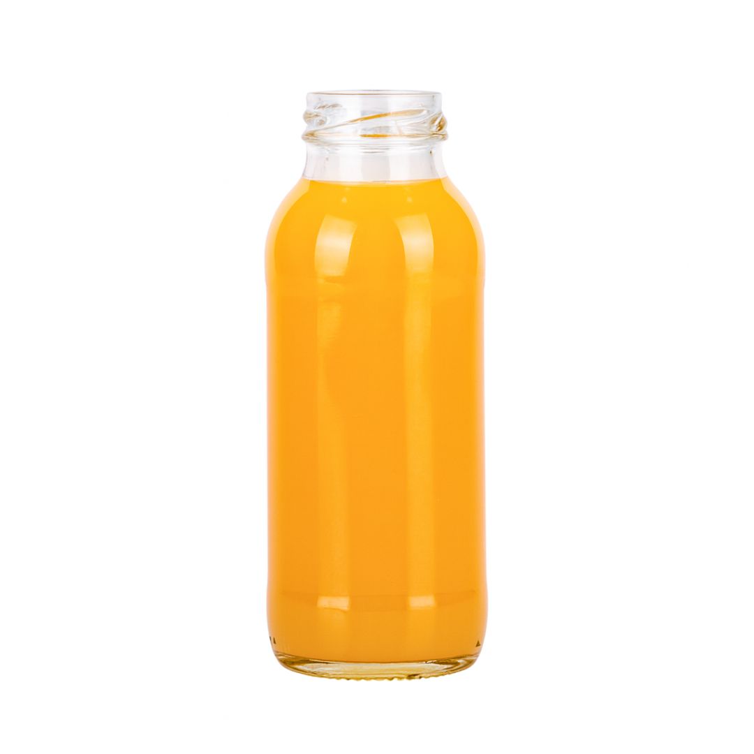 BOTELLA VIDRIO CRISTAL JUGO 250CC BOCA AXIAL (SIN TAPA) PACK *20UNID
