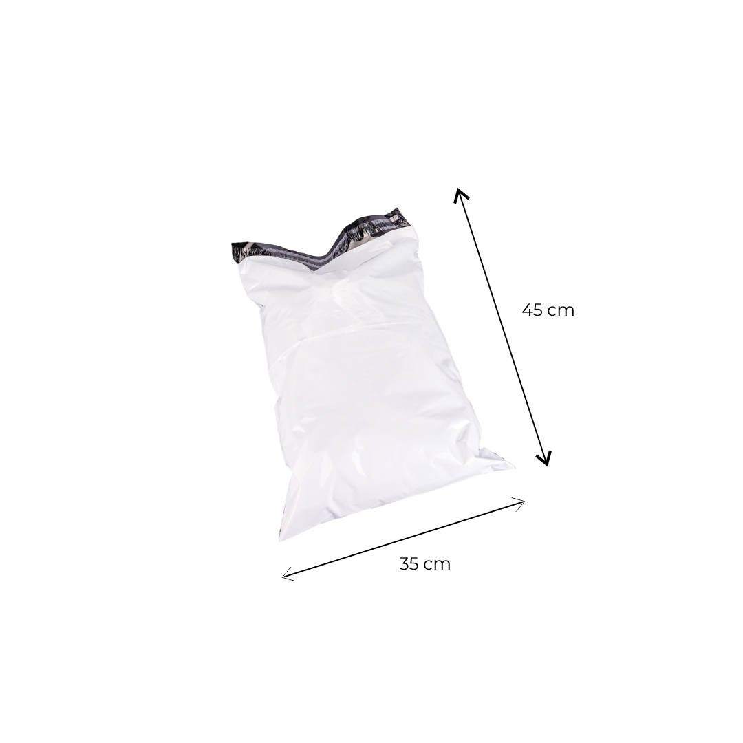 BOLSAS E-COMMERCE TRICAPA 35*45CM BLANCA/NEGRA (60MIC + FAJA SEGURIDAD) *50UNID