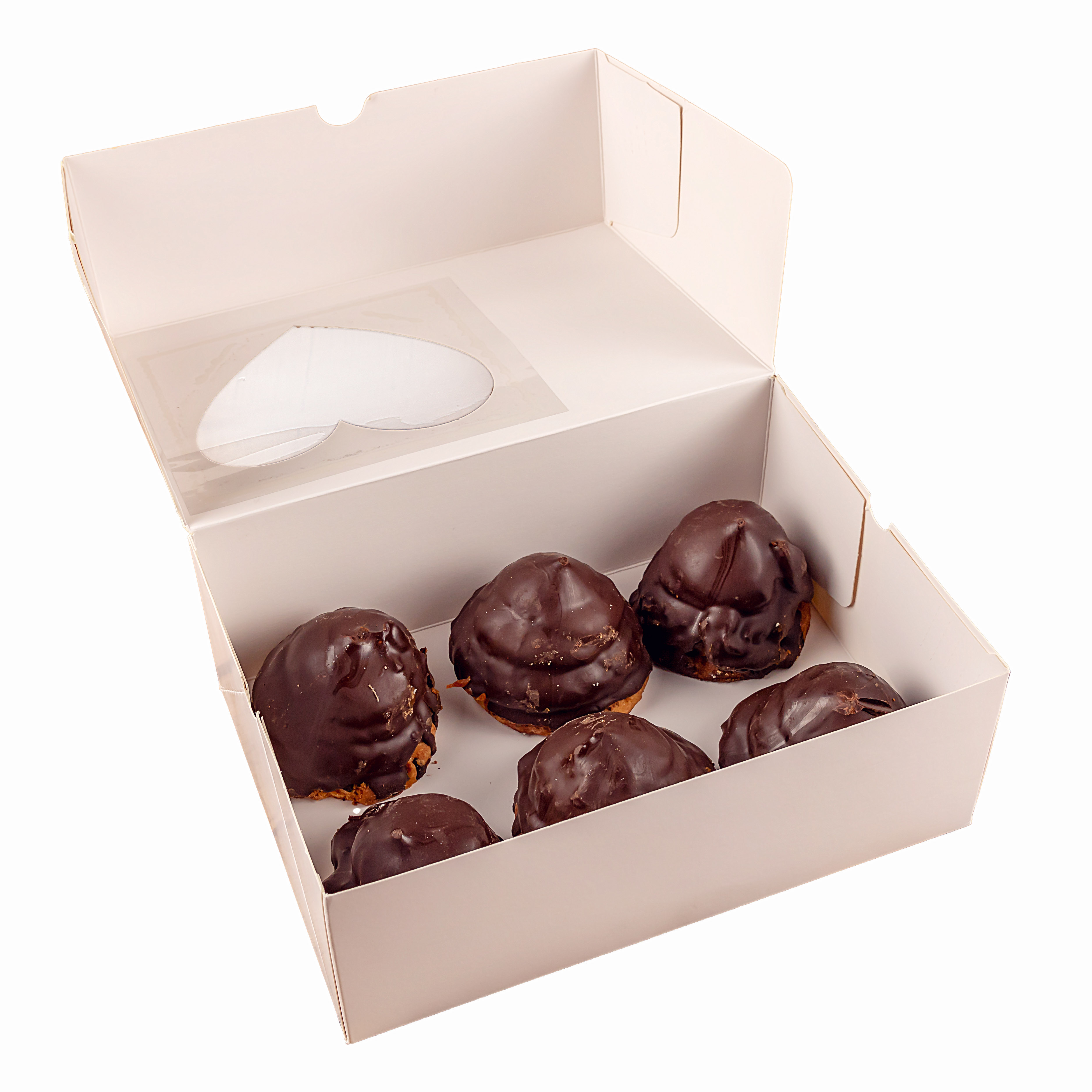 CAJA CARTULINA MEDORO 6 CUPCAKE C/VISOR CORAZON (21*15*8CM) (CCCV001) *10UNID