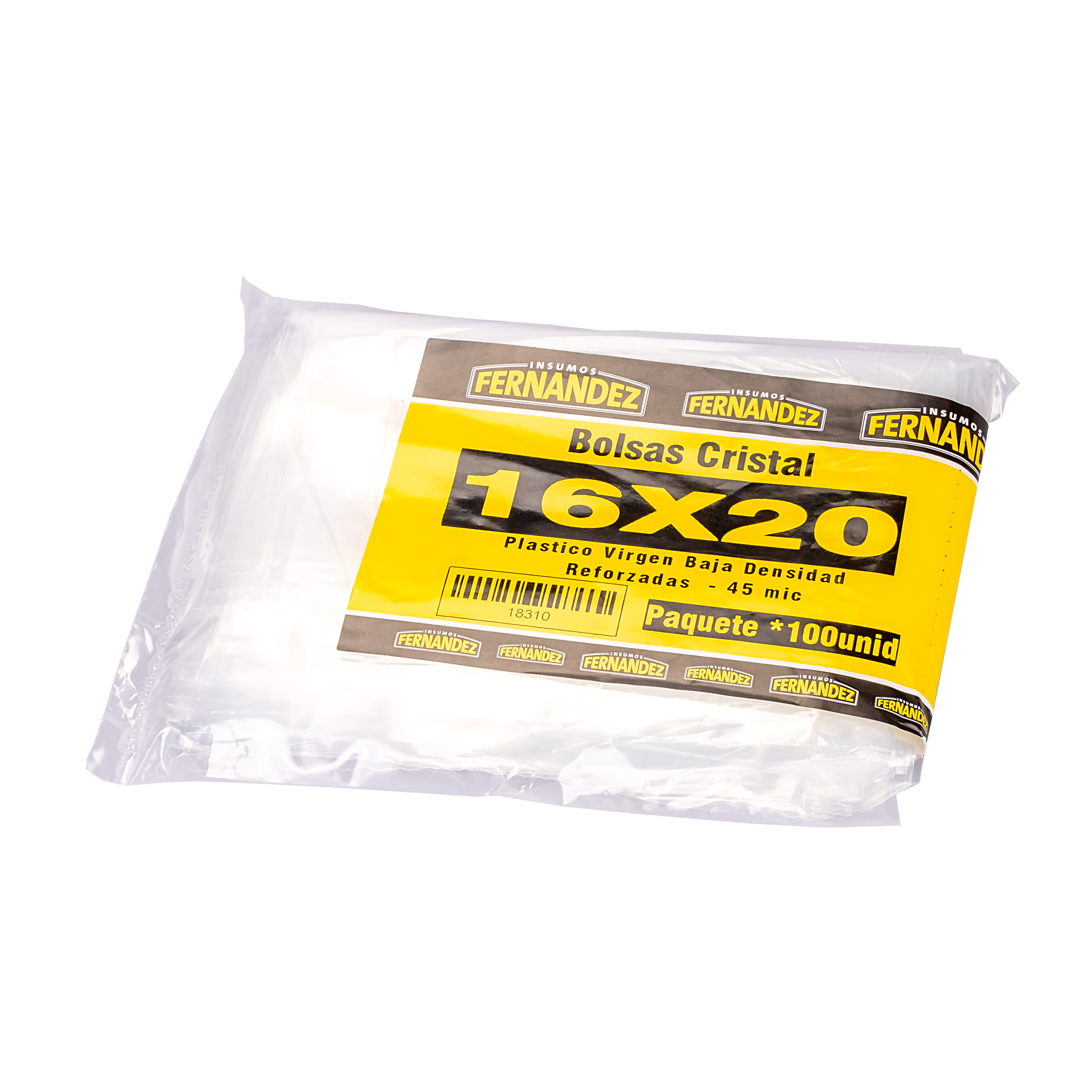 BOLSAS PLASTICAS mE PE CRISTAL (B/D - 45MIC - S/F) .16X20CM *100UNID