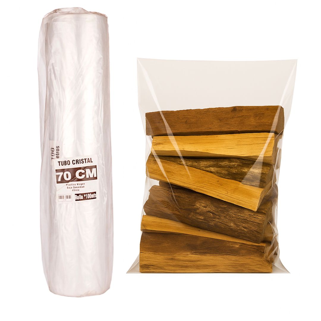 TUBO SIN CORTE mE PE CRISTAL (B/D - 45MIC) .70CM*100MTS *UNID