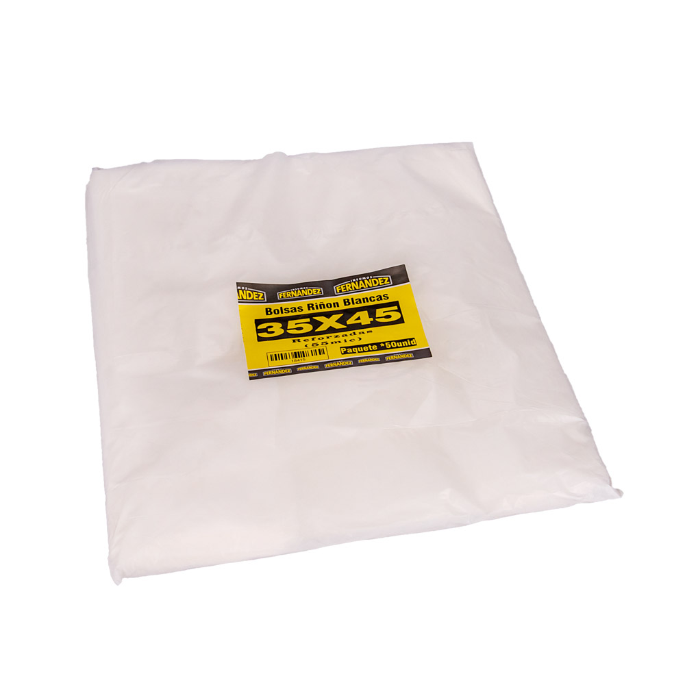 BOLSAS RIÑON LISAS TERLIZZI 40*50CM BLANCA REFORZADA (60MIC) PAQ.*50UNID