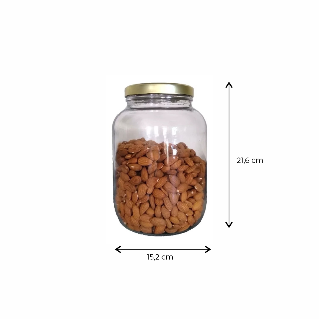 FRASCO VIDRIO.CRISTAL.3000CC GIGANTE TAPA AXIAL (TAPA 110MM) SIN TAPA PACK *4UNID