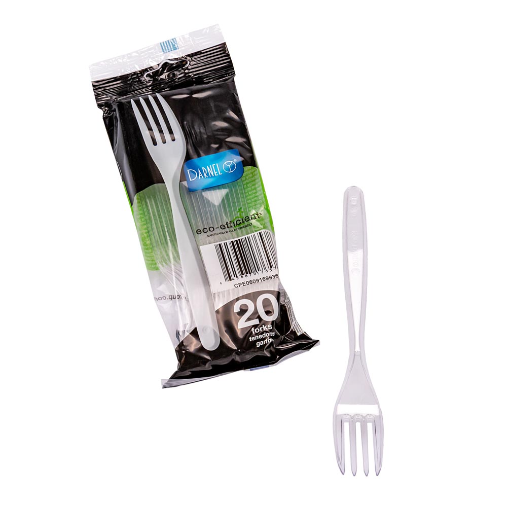 TENEDOR PLASTICO CRISTAL REFORZADA BISTROT (DARNEL) BLISTER *20UNID.