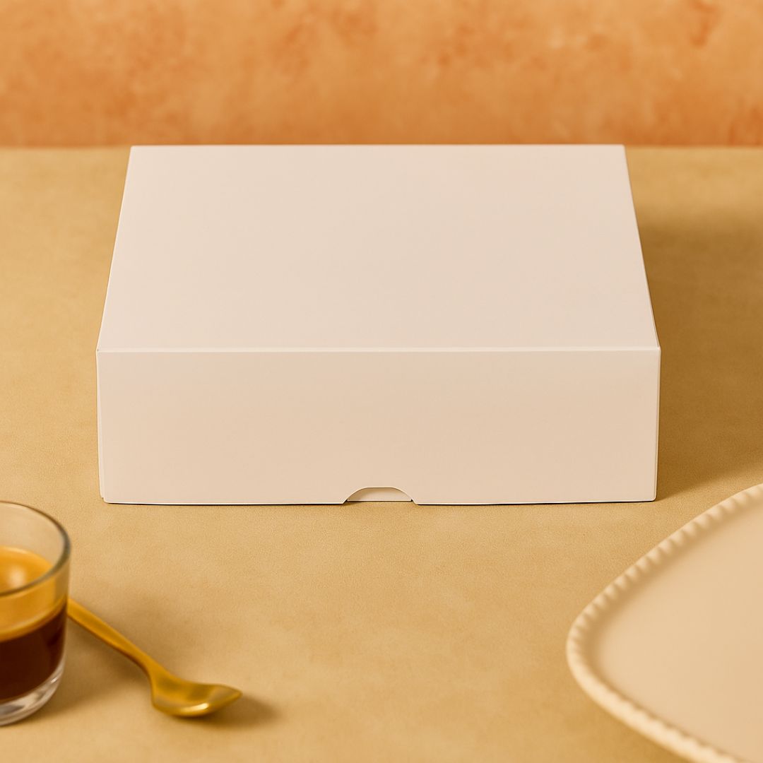 CAJA CARTULINA MEDORO TORTA BLANCA.(28*28*8.5CM) (CTGC001) *25UNID