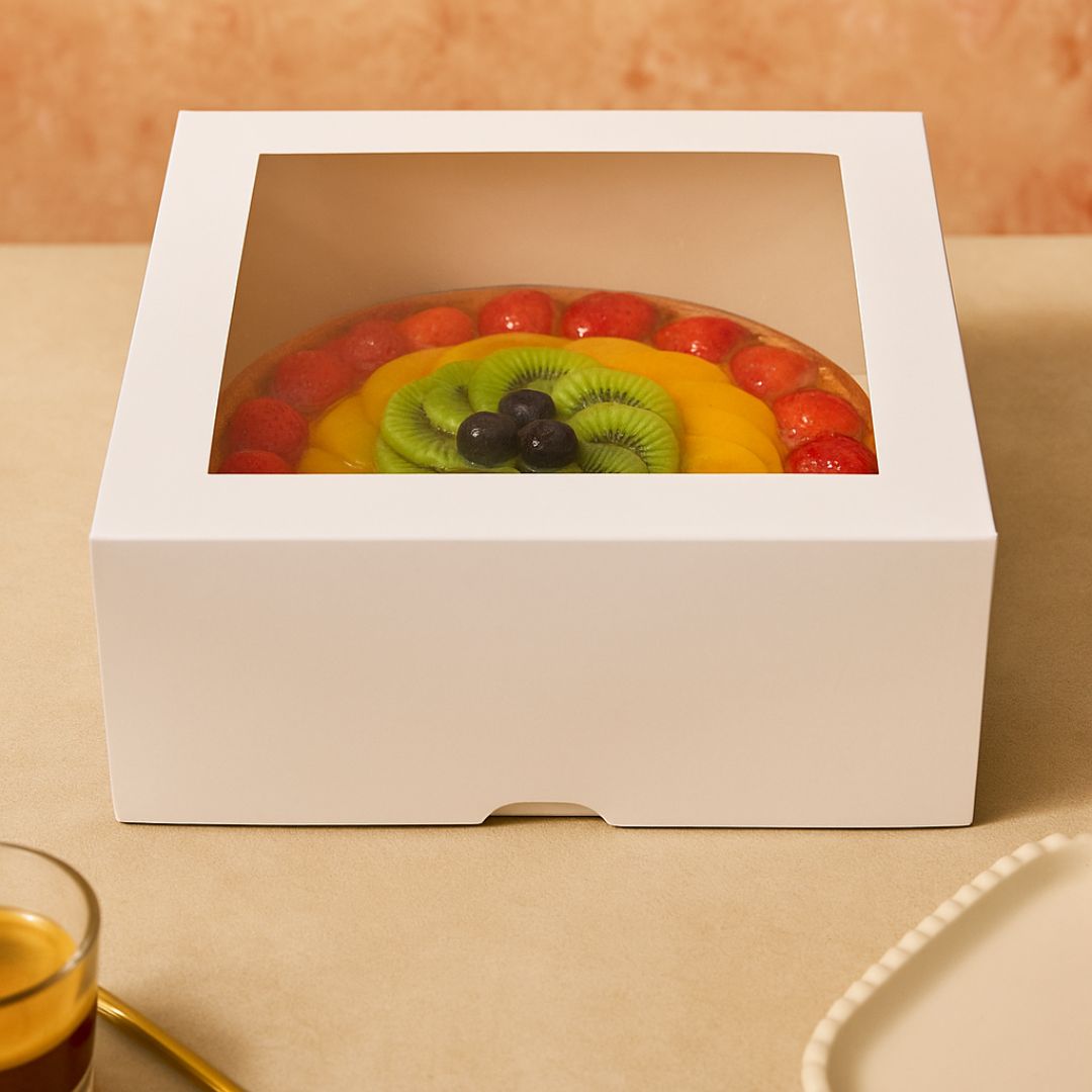 CAJA CARTULINA MEDORO TORTA BLANCA C/VISOR (25*25*10CM) (CTMCV001) *25UNID