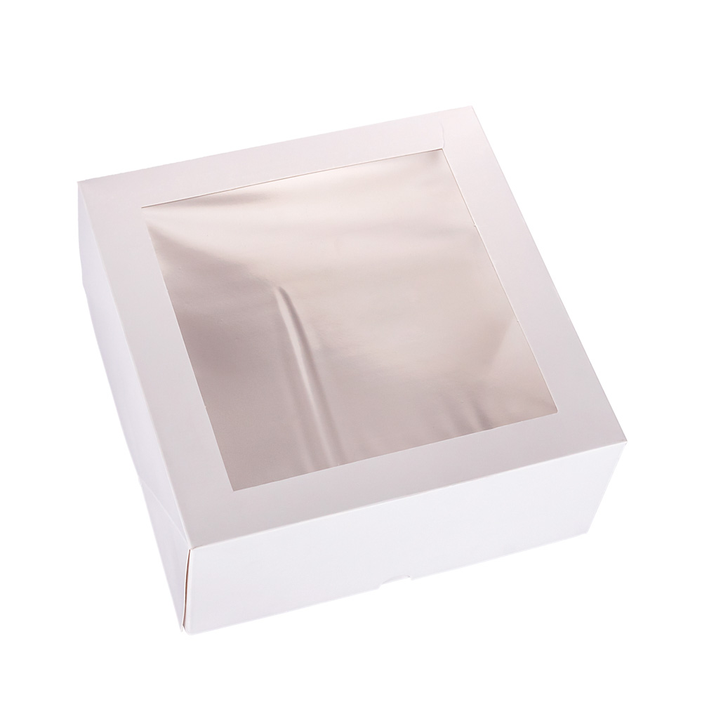 CAJA CARTULINA MEDORO TORTA BLANCA C/VISOR (25*25*10CM) (CTMCV001) *25UNID
