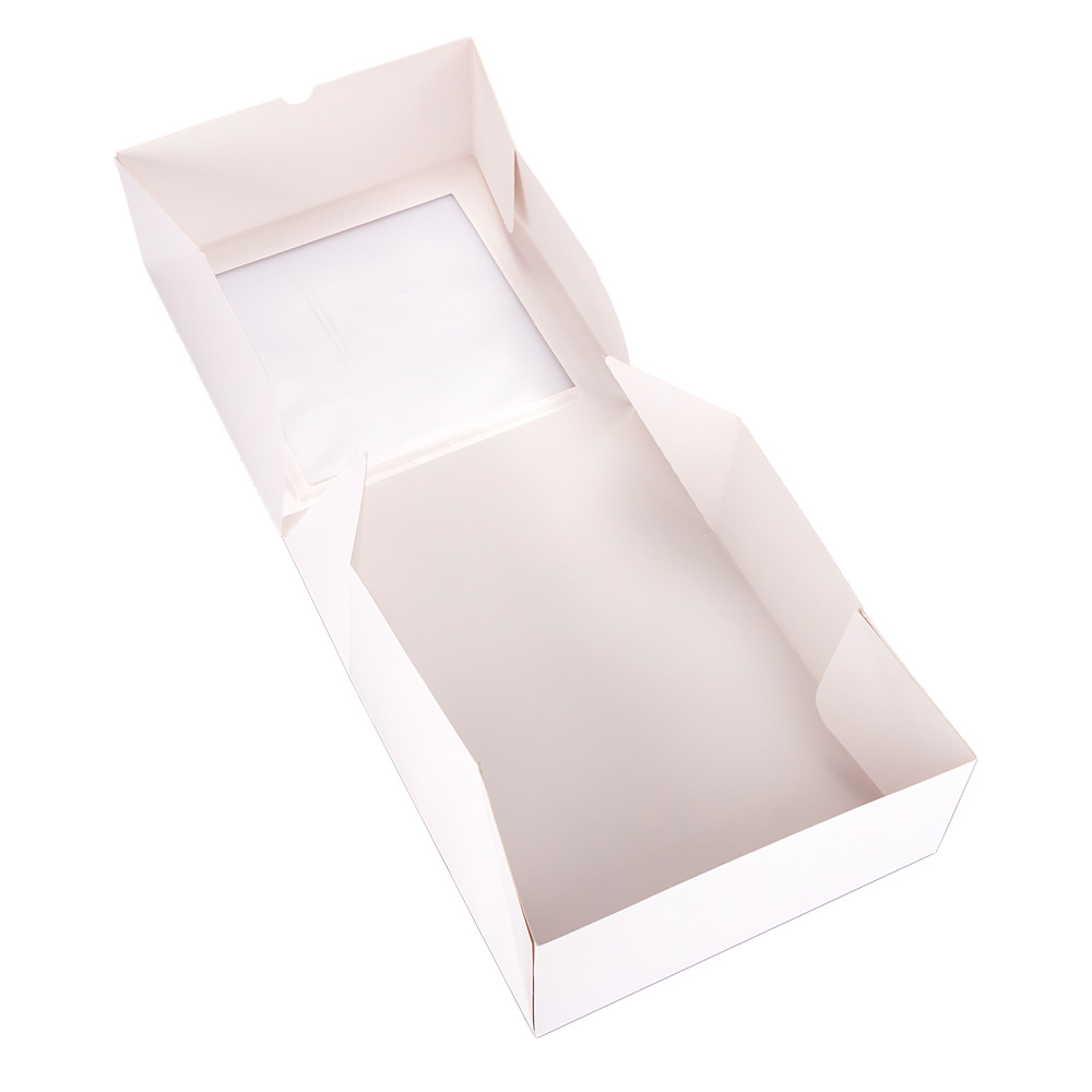 CAJA CARTULINA MEDORO TORTA BLANCA C/VISOR (25*25*10CM) (CTMCV001) *25UNID