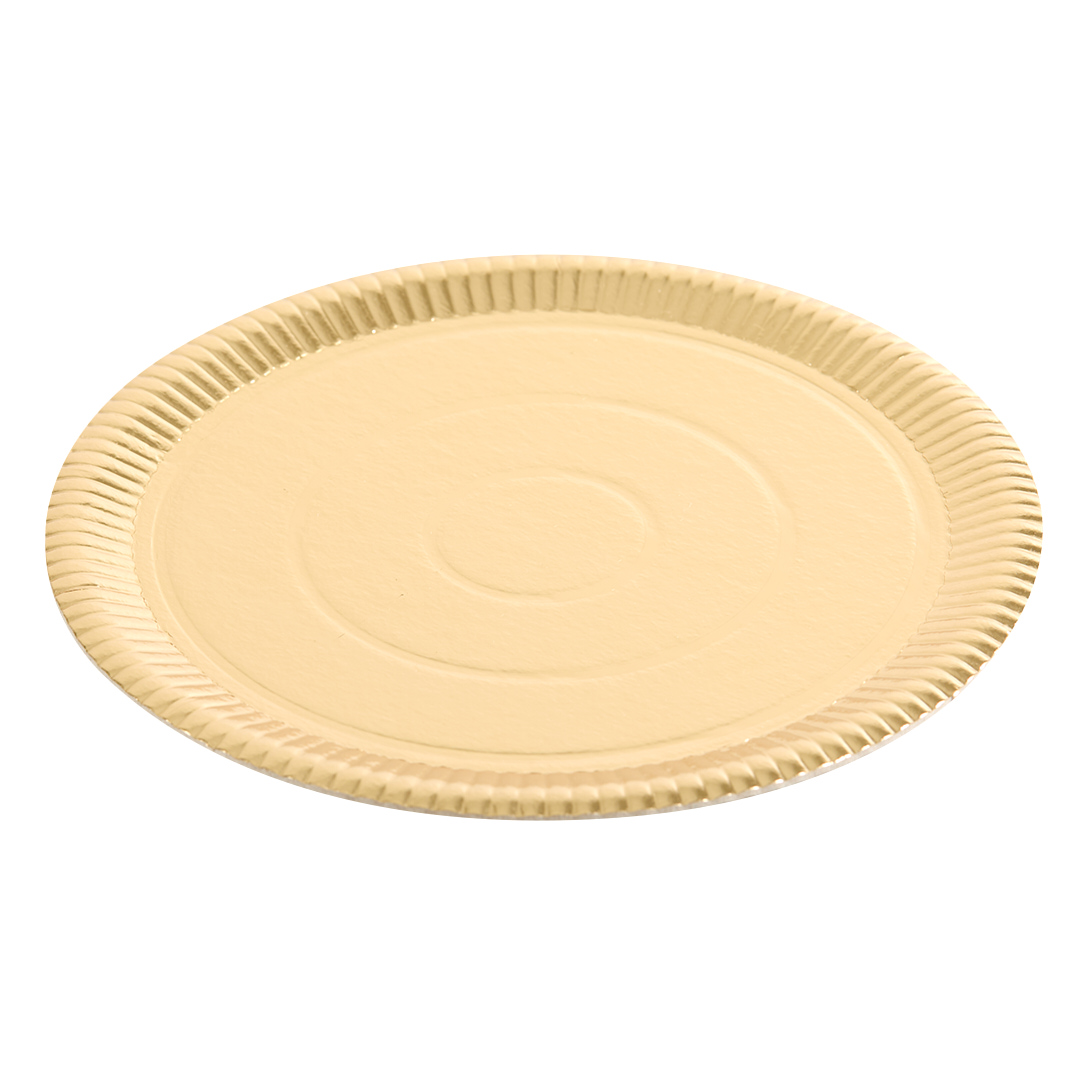 PLATO DORADO CARTON REDONDO 16CM *10UNID
