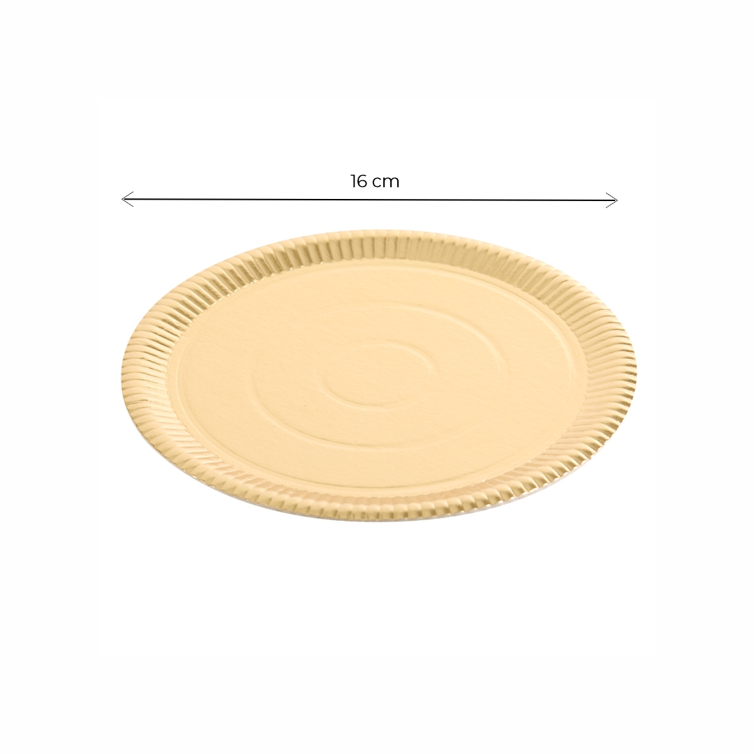 PLATO DORADO CARTON REDONDO 16CM *10UNID
