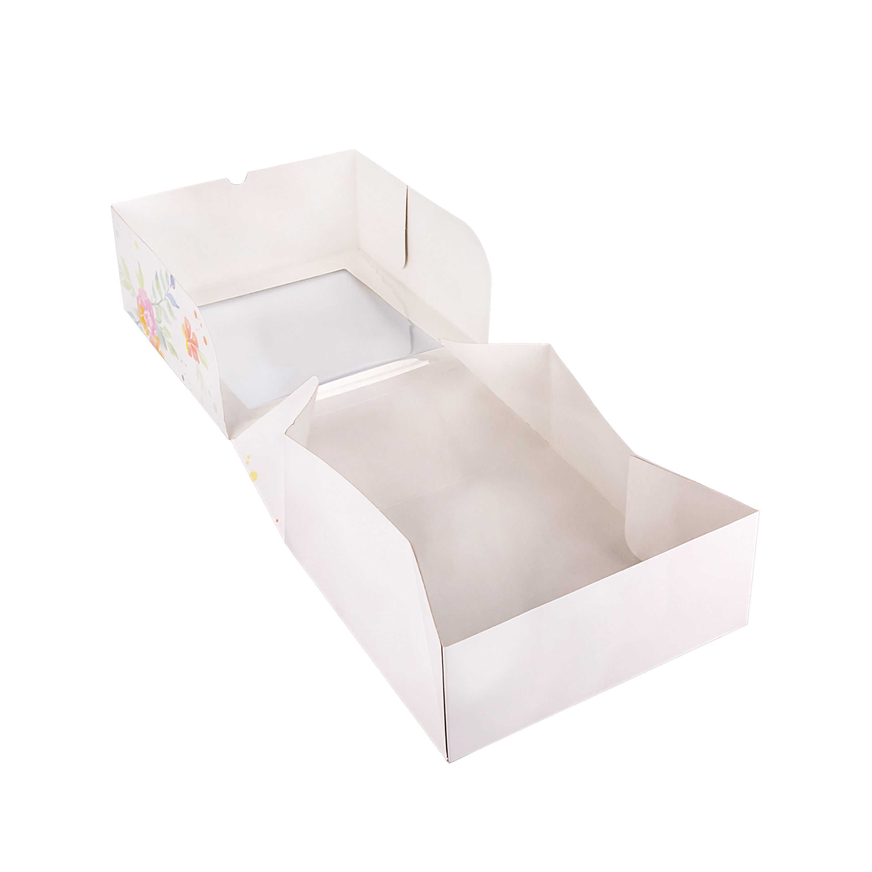 CAJA CARTULINA MEDORO TORTA FELICIDADES C/VISOR (25*25*10CM) *25UNID