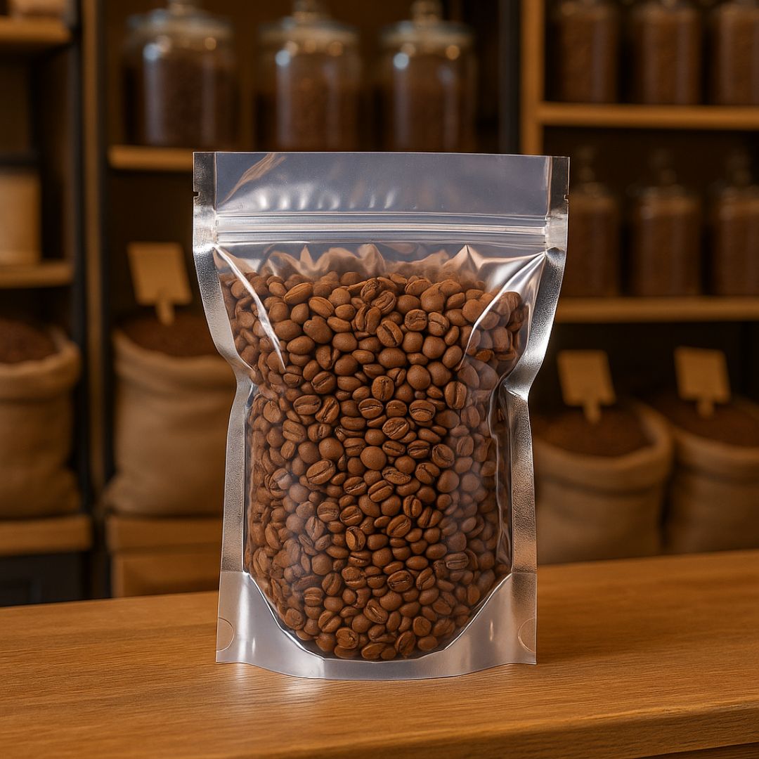 BOLSAS DOYPACK METALIZADAS 750ML C/VENTANA Y ZIPPER 15*25CM (80MIC) *50UNID