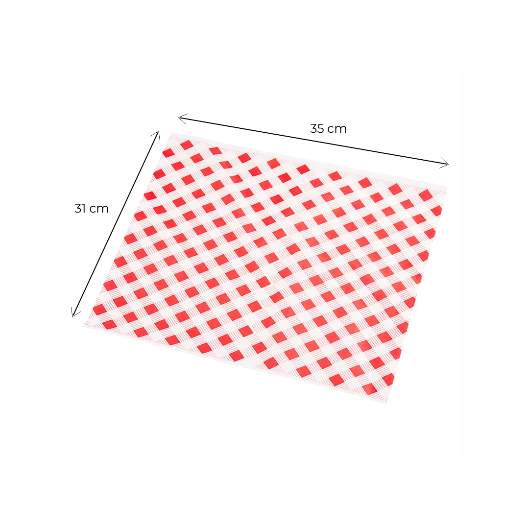 PAPEL ANTIGRASA MULTI 31*35CM BLANCO CUADRO ROJO (SIMIL BIOXIDO) (1.74KG) *400 HOJAS