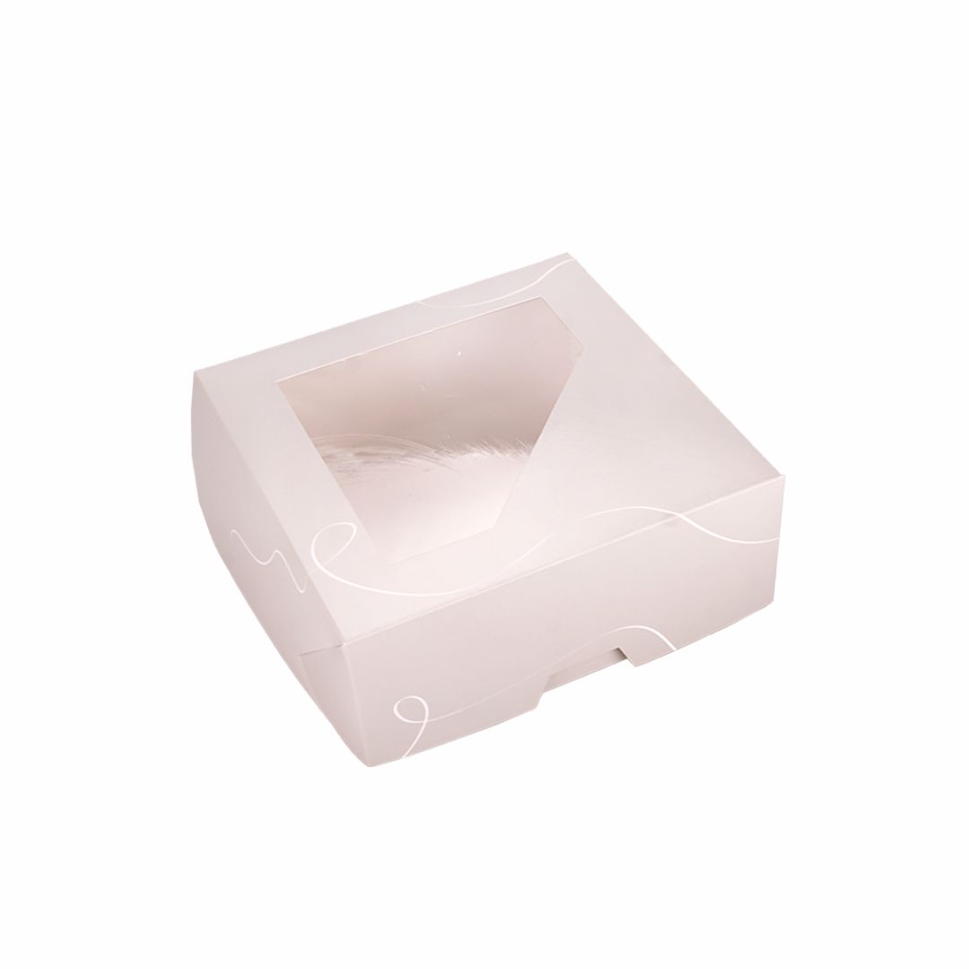 CAJA CARTULINA CHO MULTIUSO IMPRESA GRIS PASTEL CON VISOR (26*26*10CM) *25UNID