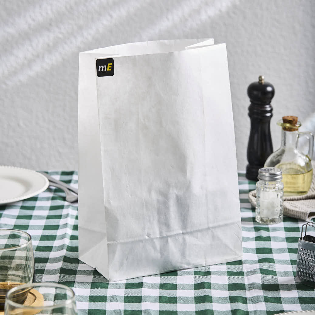 BOLSAS DELIVERY PAPEL BLANCO FONDO CUADRADO Nº5 (20*10*30CM) *50UNID