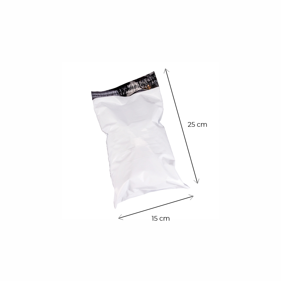BOLSAS E-COMMERCE TRICAPA 15*25CM BLANCA/NEGRA (60MIC + FAJA SEGURIDAD) *50UNID