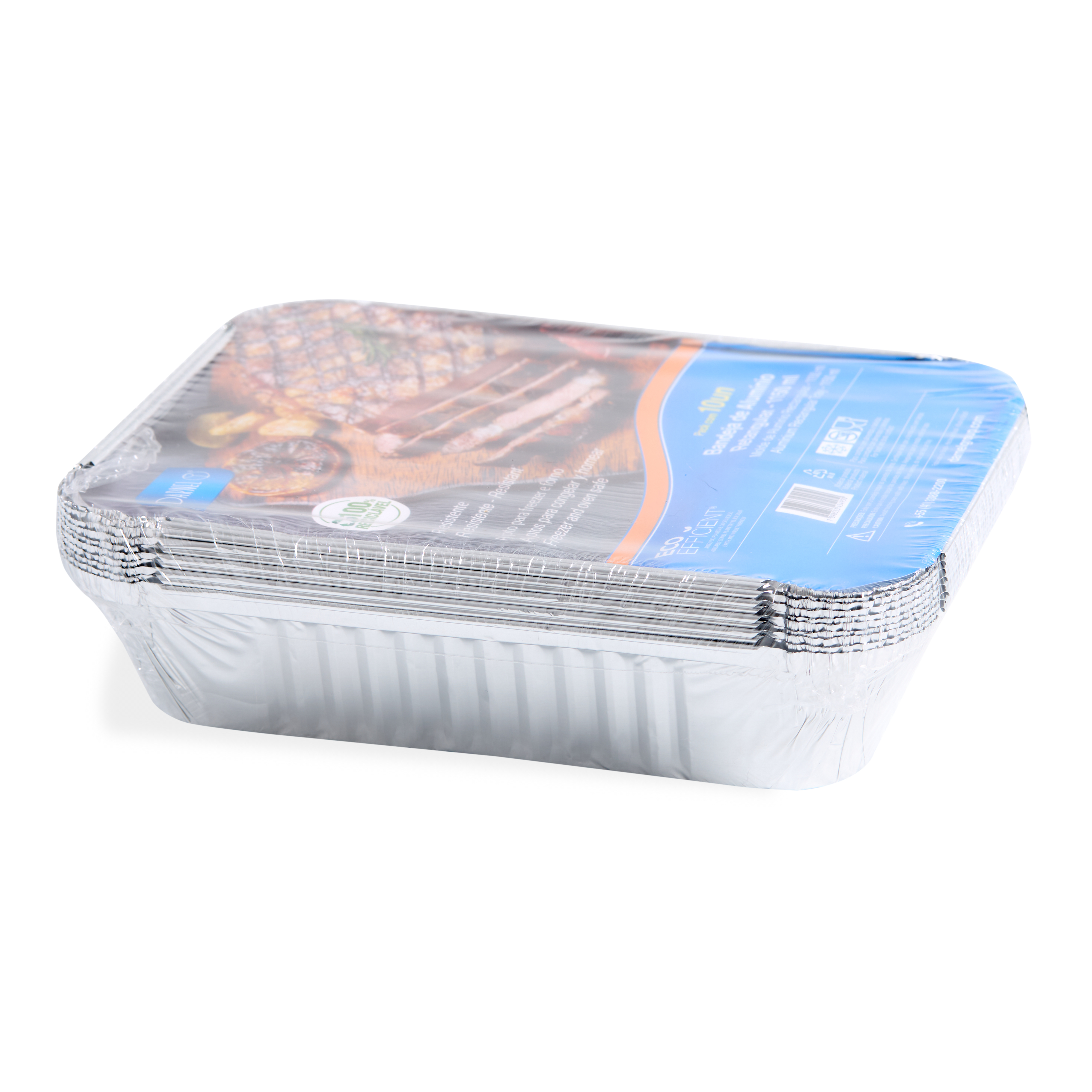BANDEJA ALUMINIO DARNEL (PACK*10UNID).40OZ C/TAPA (1150ML) (17.6*22.1*4CM) *PACK