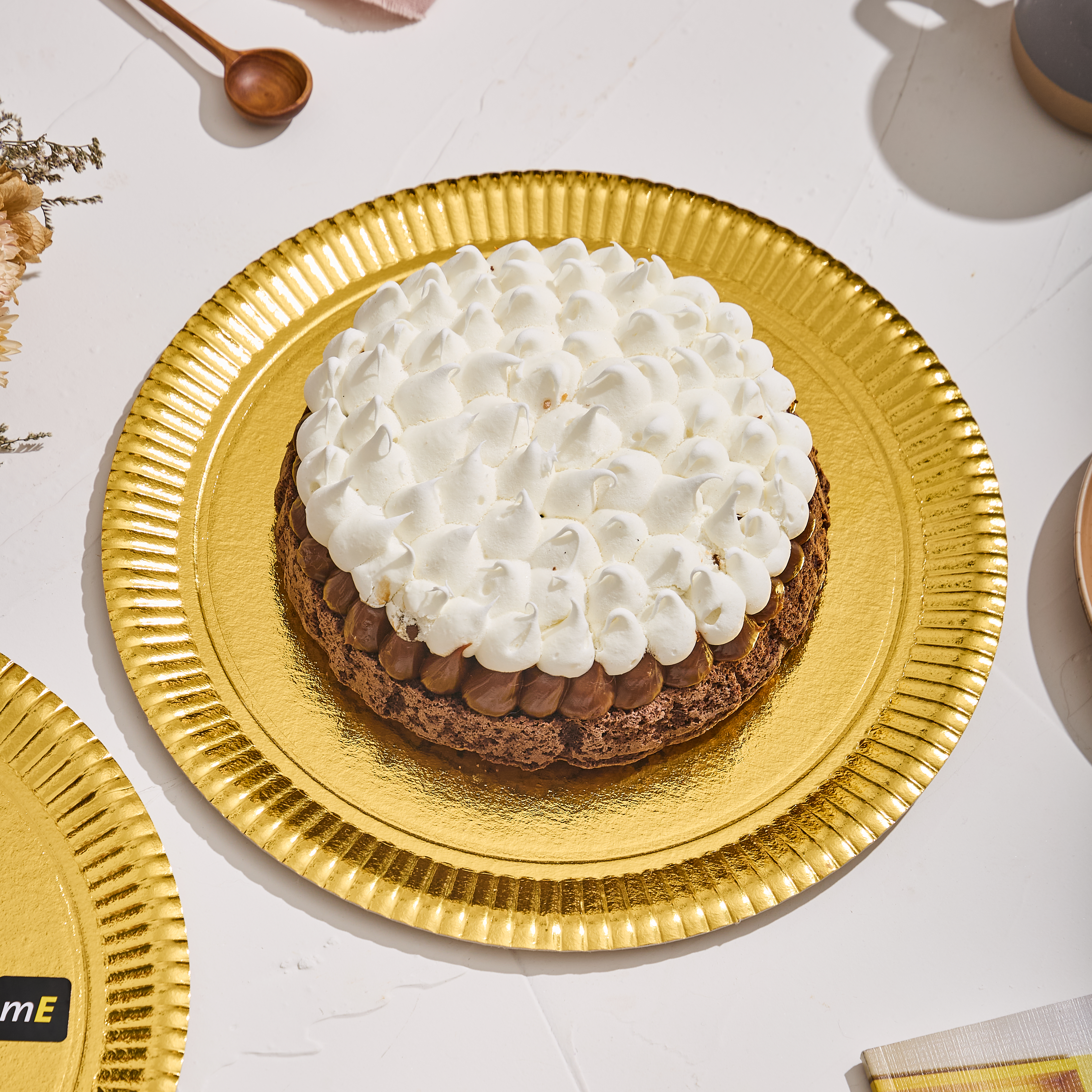 PLATO DORADO CARTON REDONDO 30CM *10UNID