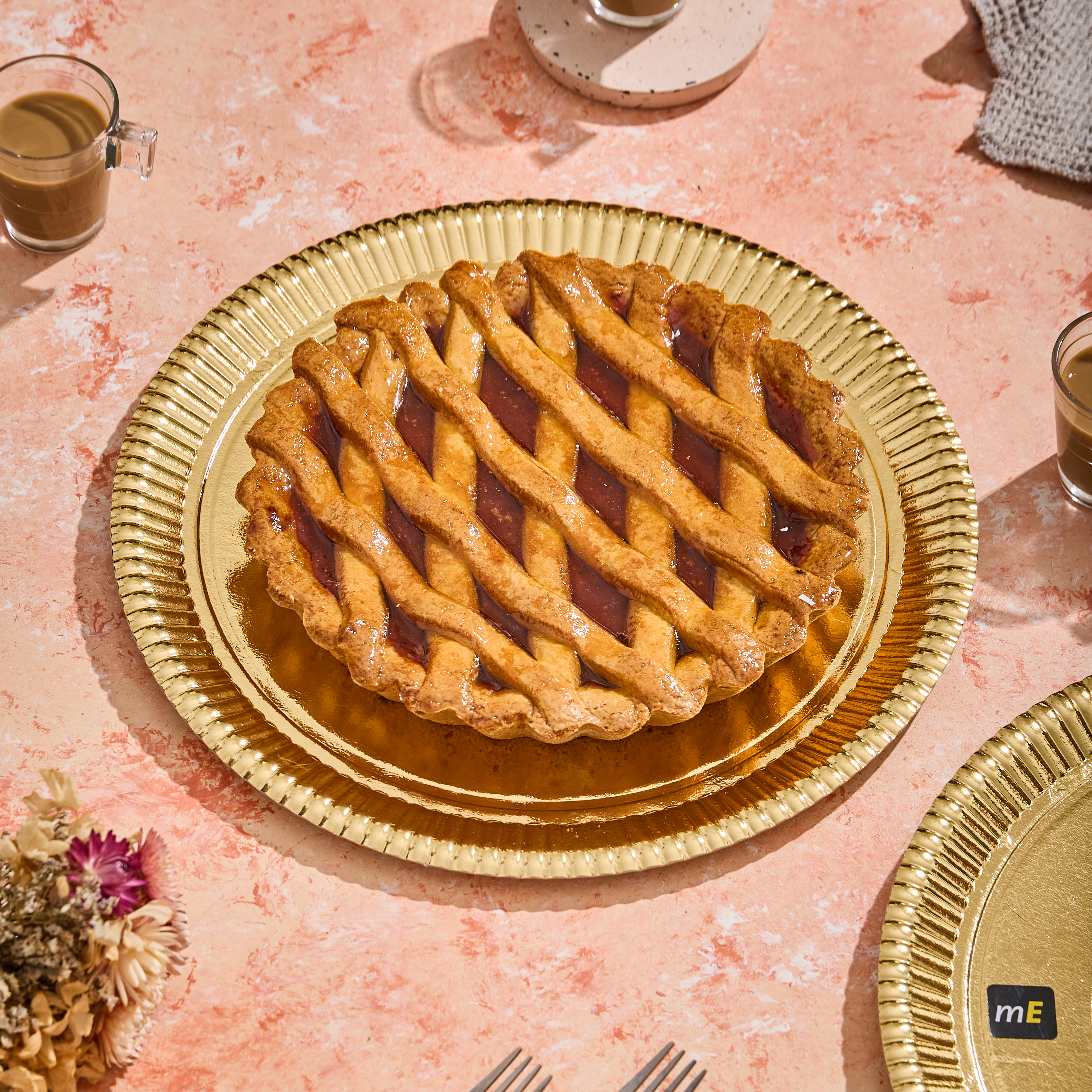 PLATO DORADO CARTON REDONDO 33CM *10UNID