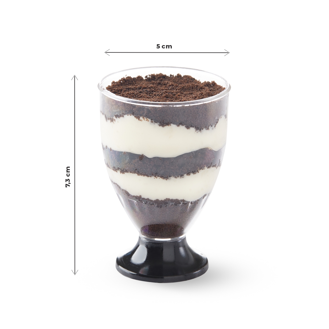 BOYANO COPA RIGIDA 70CC CRISTAL Y PIE NEGRO/CRISTAL (5CM DIAM*7.3CM ALTO) *UNID