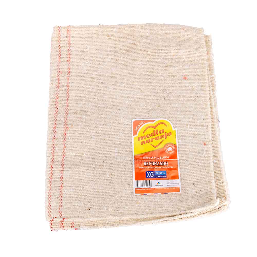 TRAPO PISO MEDIA NARANJA BLANCO REFORZADO MEDIANO (48*60CM) *UNID