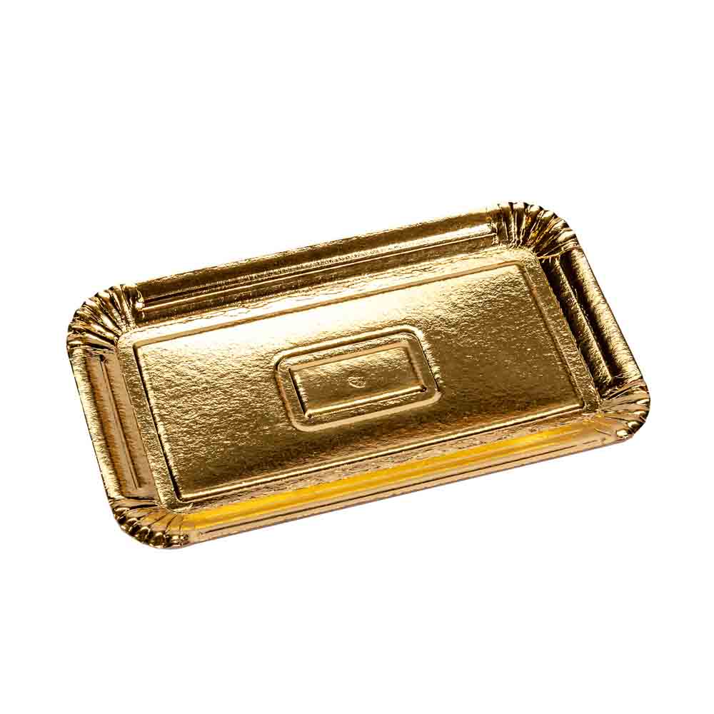PLATO DORADO CARTON RECTANGULAR .150GRS (10*16CM)  (OFERTA DISC) *UNID