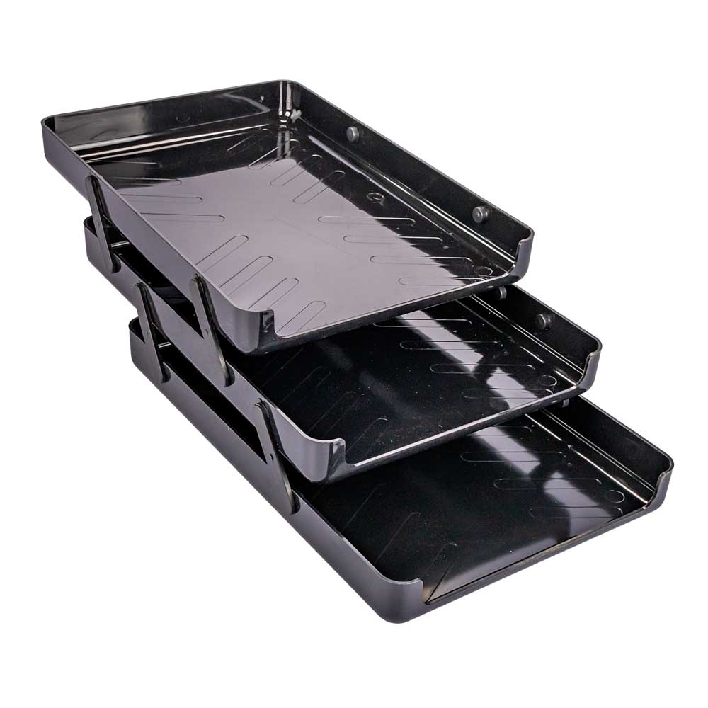 BANDEJA PAPELERA 3 PISOS S.BS NEGRA (26*38CM) *UNID