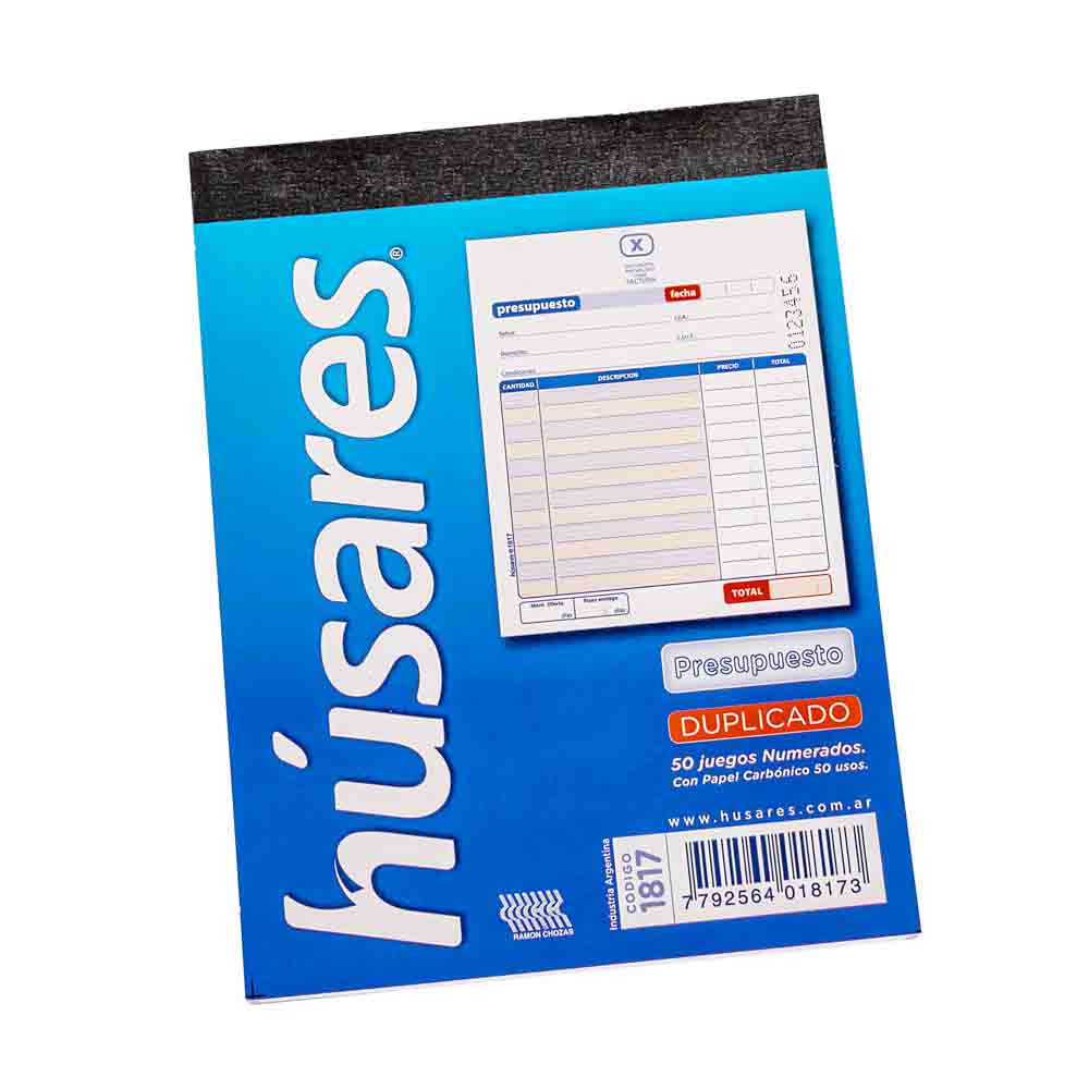 TALONARIO HUSARES PRESUPUESTO 11*15CM DUPLICADO (1817) *50 JUEGOS