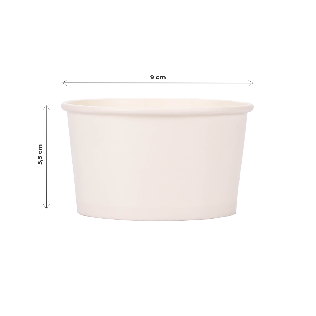 POTE HELADO POLIPAPEL SOLUPLEX.250CC BLANCO (8.5OZ) *100UNID