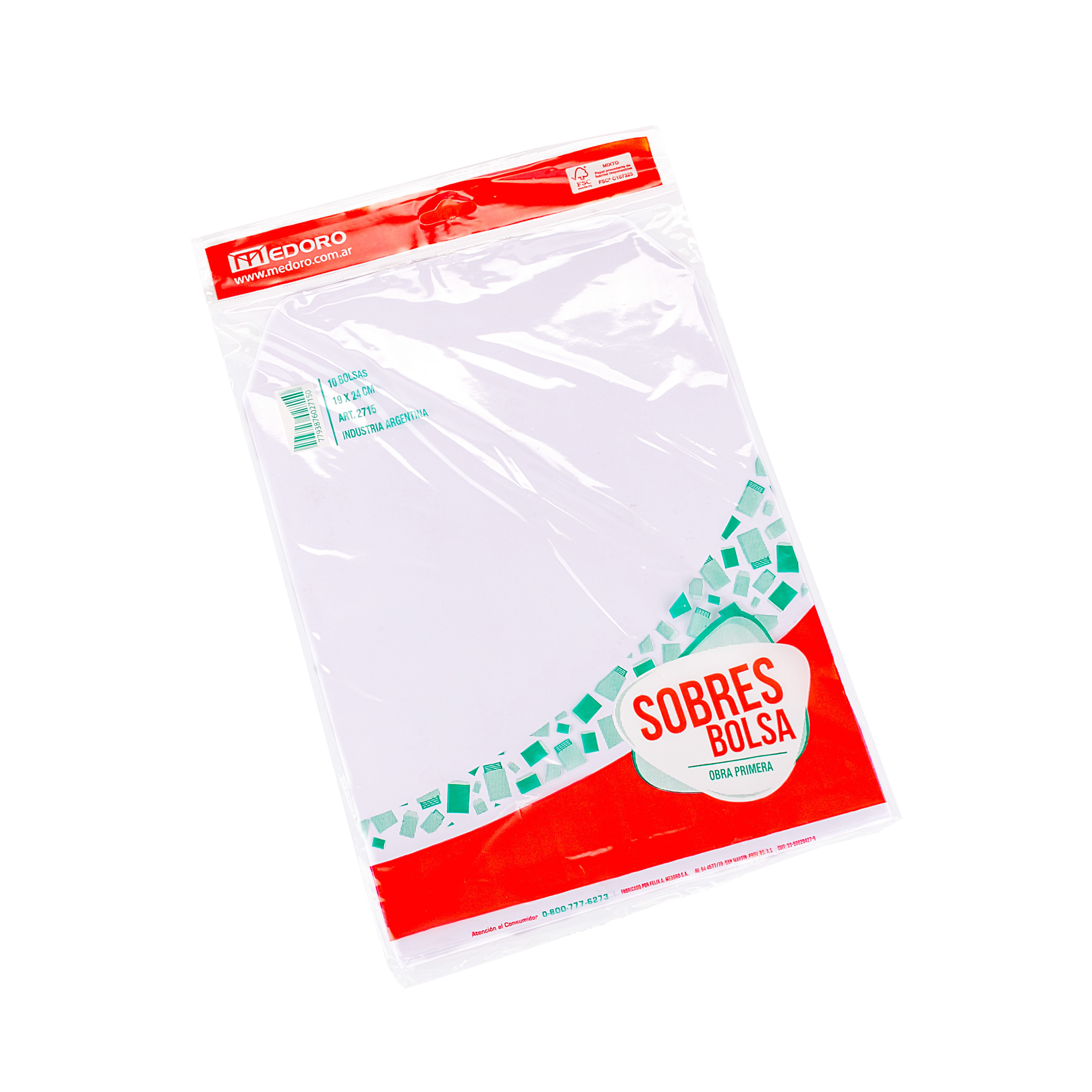 SOBRE OBRA 19*24CM (10 UNID) BOLSA MEDORO (2715) *BLISTER