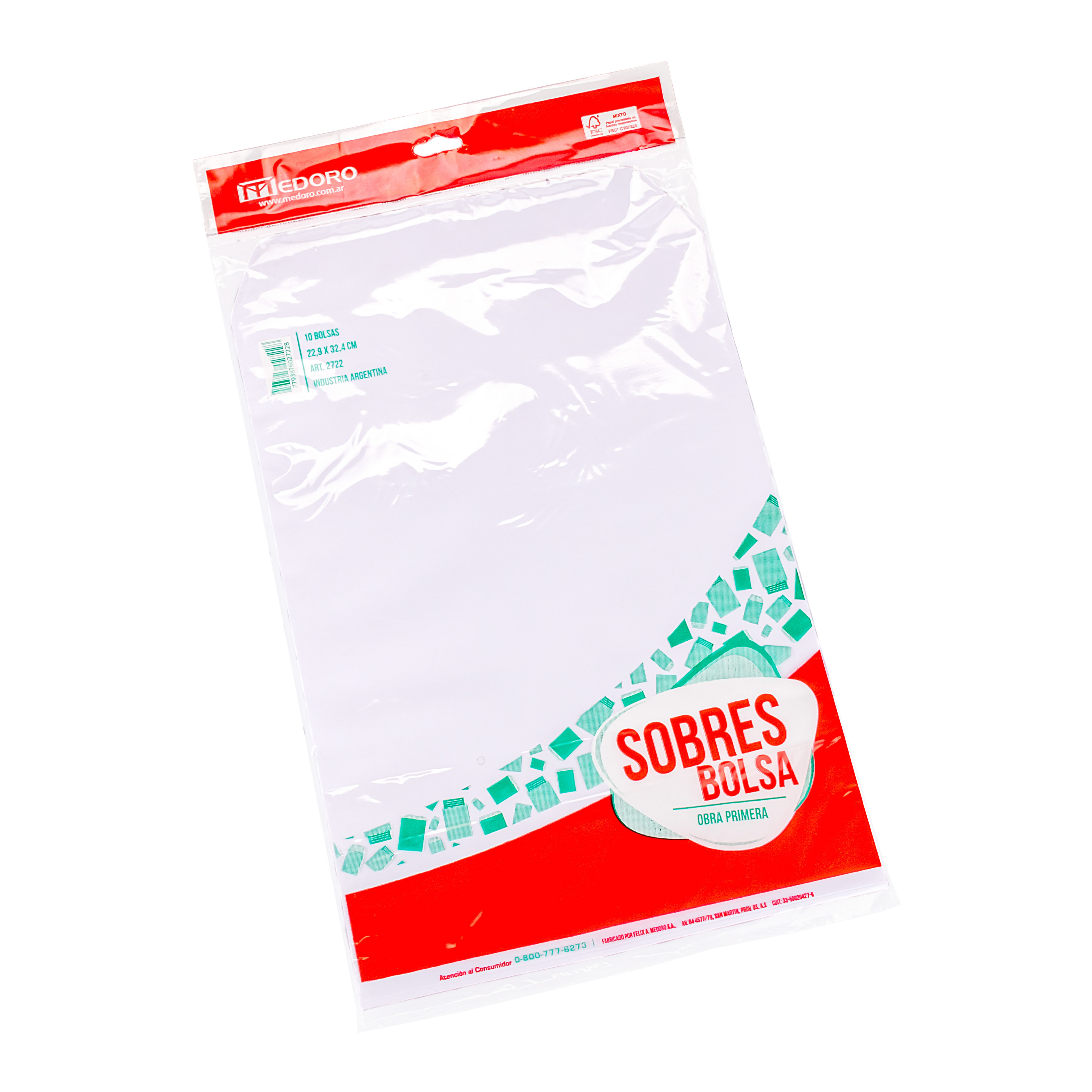 SOBRE OBRA 22.9*32.4CM (10 UNID)  BOLSA MEDORO (2722) *BLISTER