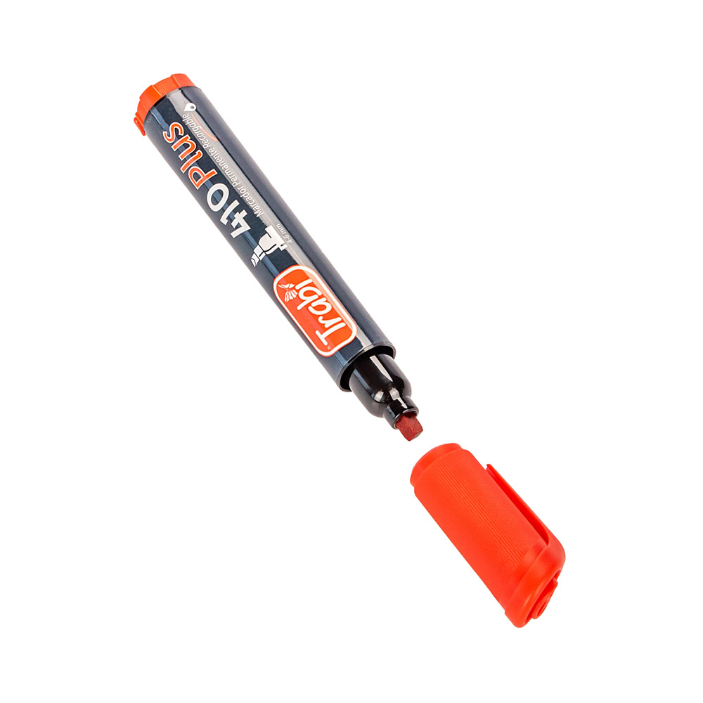 MARCADOR PERMANENTE TRABI 410 ROJO PUNTA BIZELADA *UNID