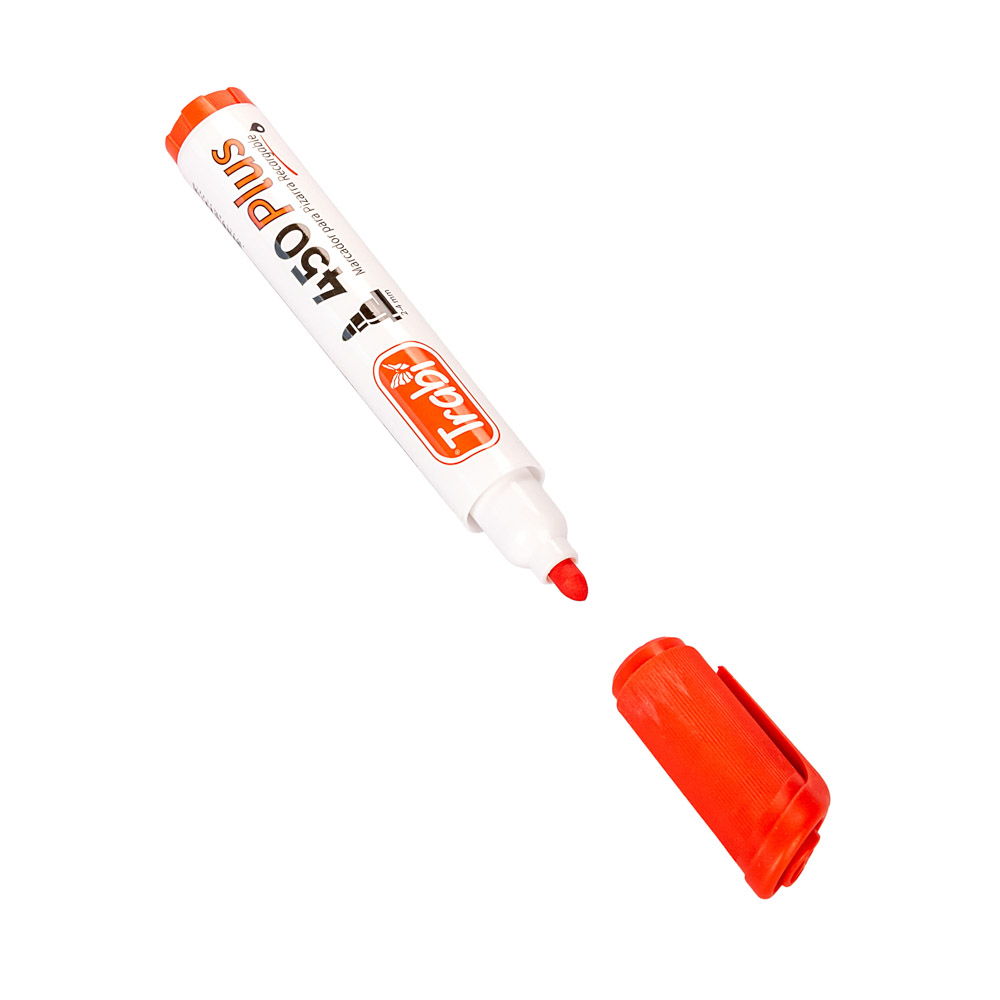 MARCADOR PIZARRA BLANCA TRABI 450 ROJO PUNTA REDONDA *UNID